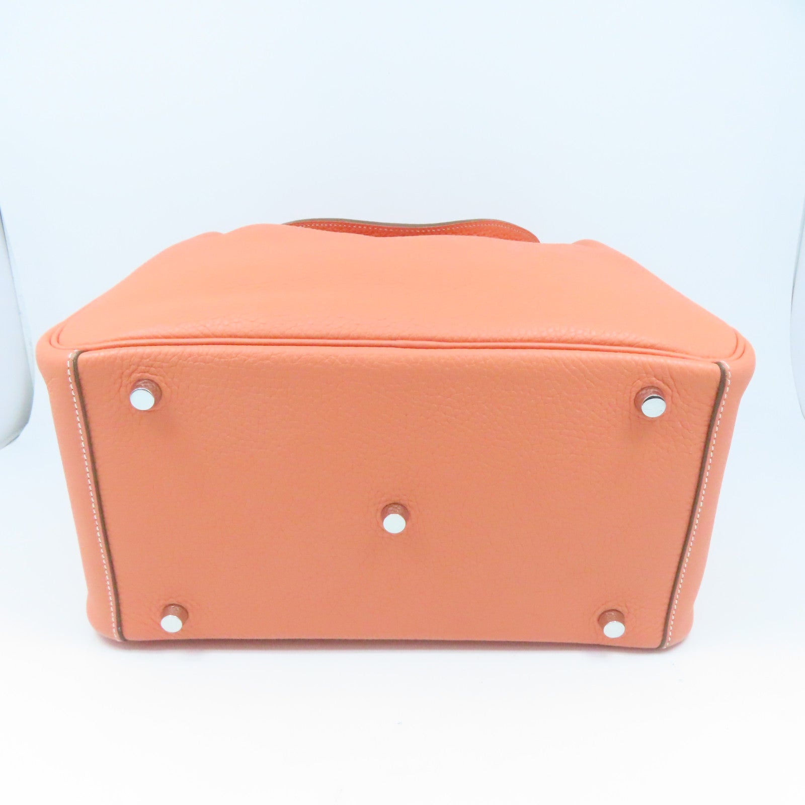 HERMES Clemence Leather Lindy 30 Silver Buckle Shoulder Bag Flamingo Pink