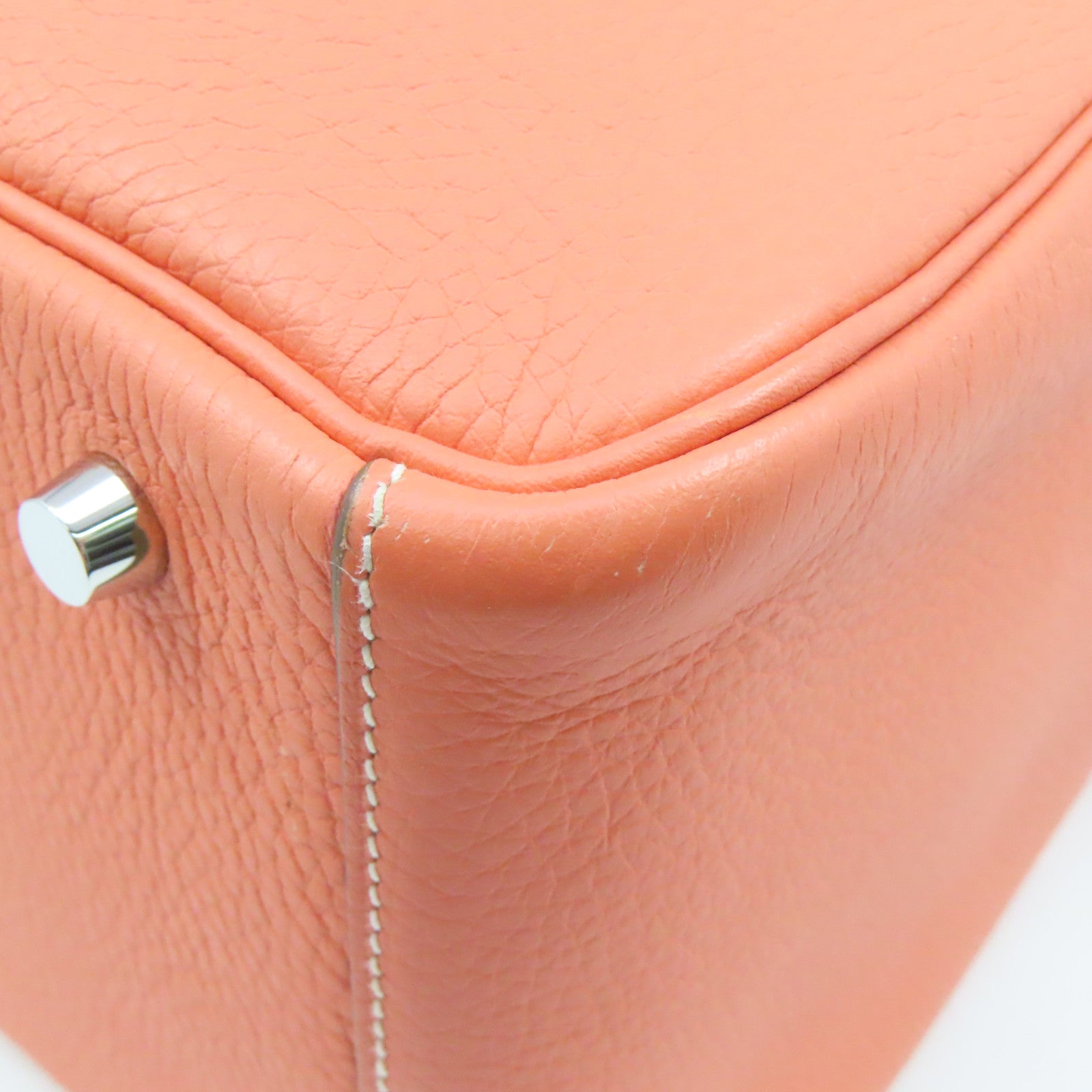 HERMES Clemence Leather Lindy 30 Silver Buckle Shoulder Bag Flamingo Pink