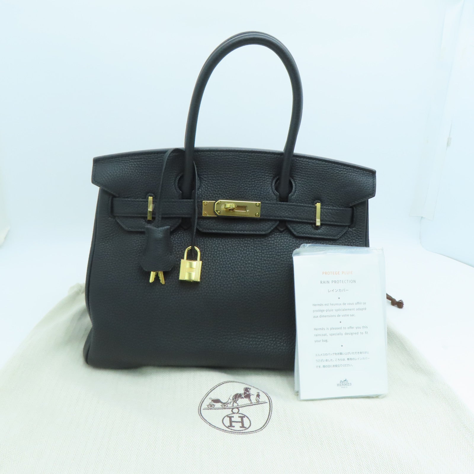 HERMES Togo皮革Birkin 30金扣手挽袋黑色