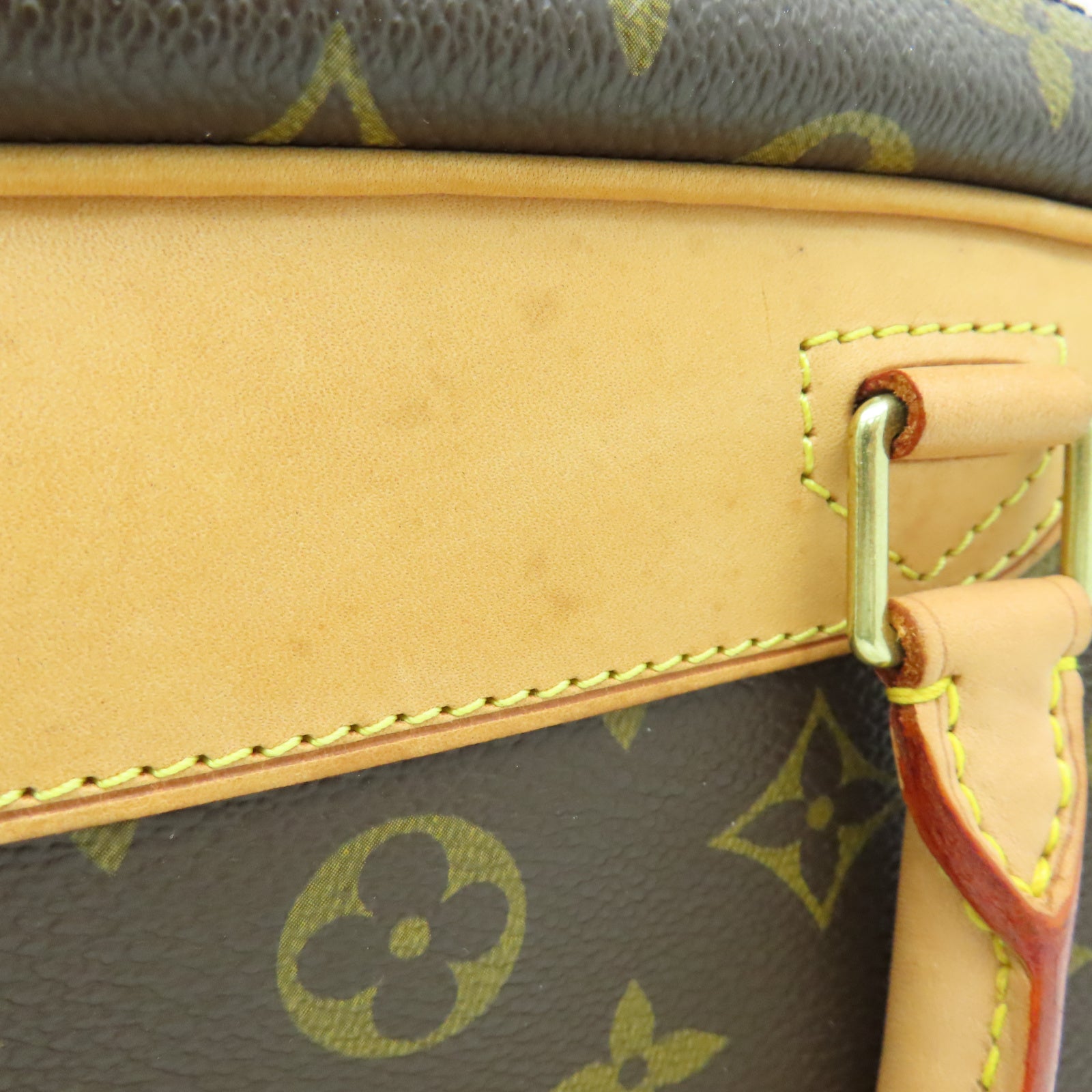 LOUIS VUITTON Monogram Deauville PM金扣手挽袋棕色