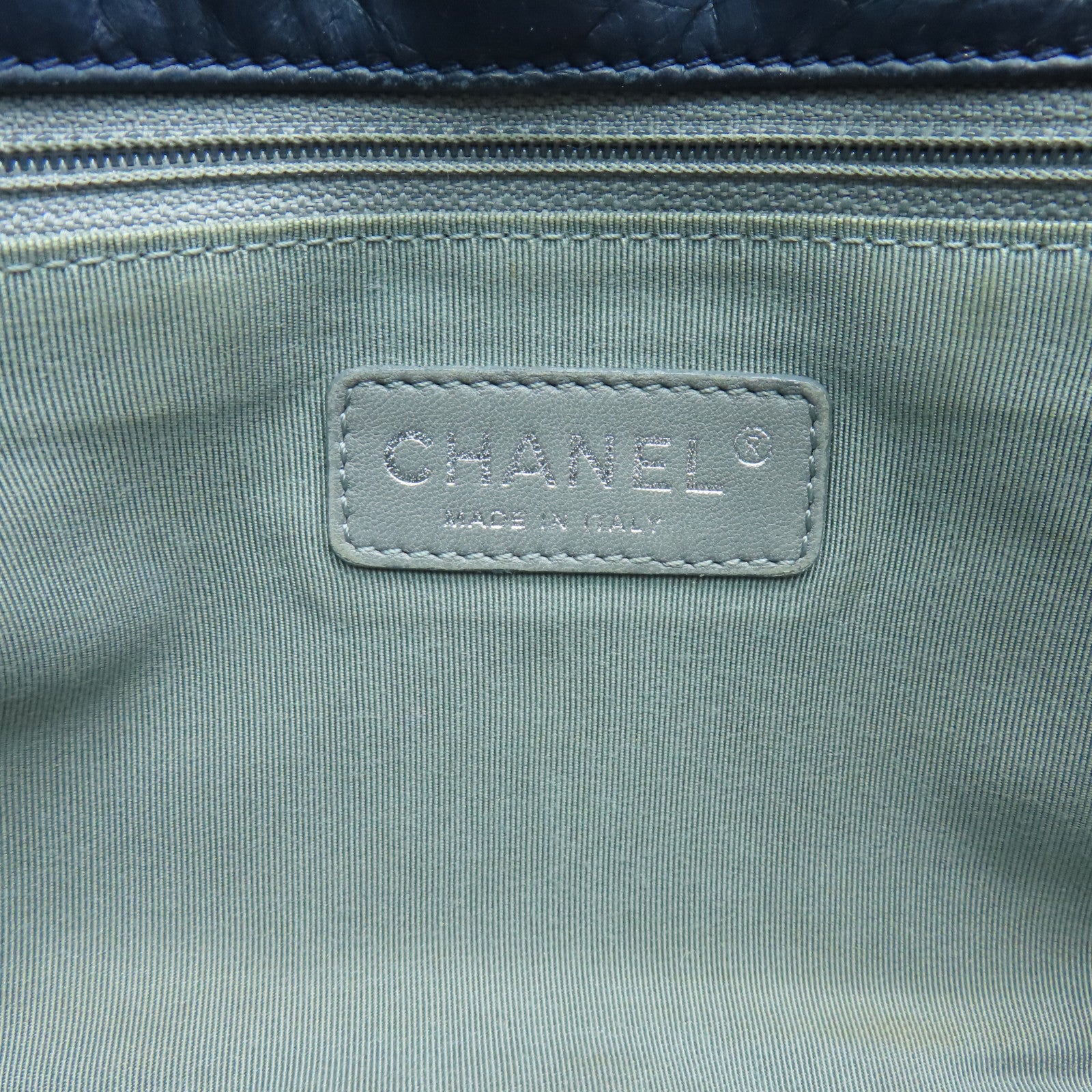 CHANEL 菱格牛皮皮革Ultra Stitch Flap Bag銀扣肩背袋藍色