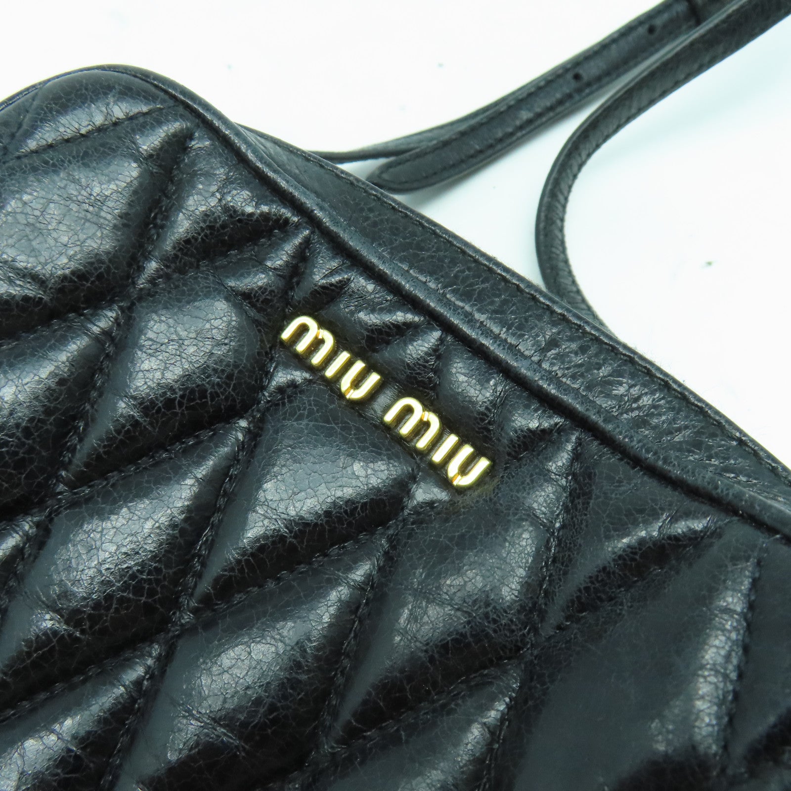 Miu Miu 菱格羊皮皮革Shoulder Bag金扣肩背袋黑色