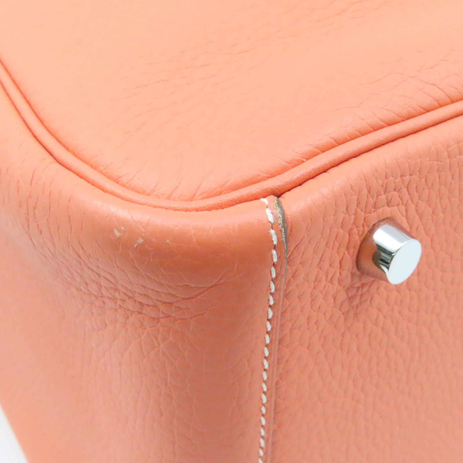 HERMES Clemence Leather Lindy 30 Silver Buckle Shoulder Bag Flamingo Pink