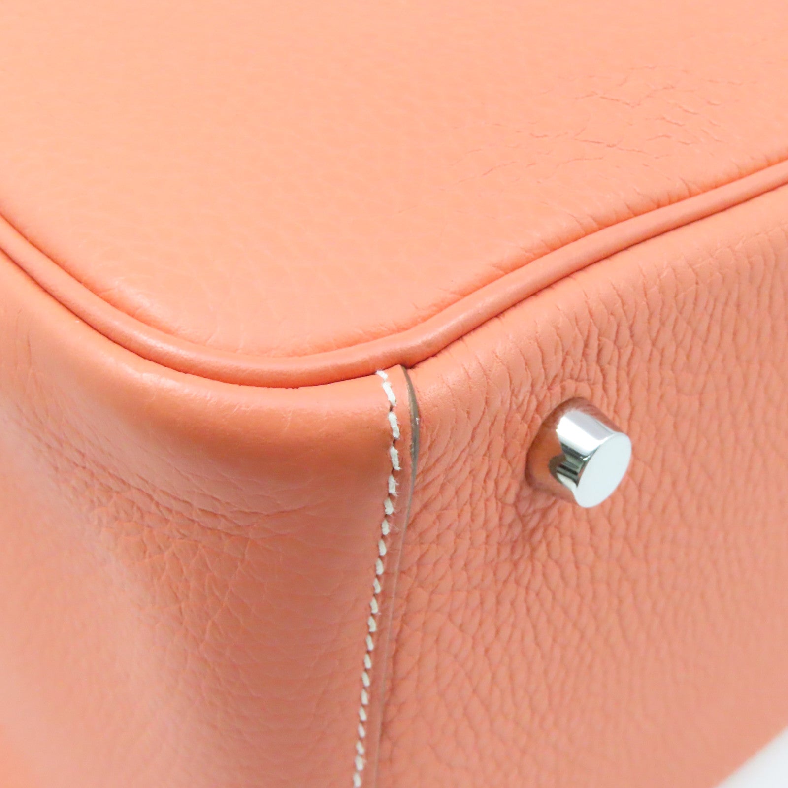 HERMES Clemence Leather Lindy 30 Silver Buckle Shoulder Bag Flamingo Pink