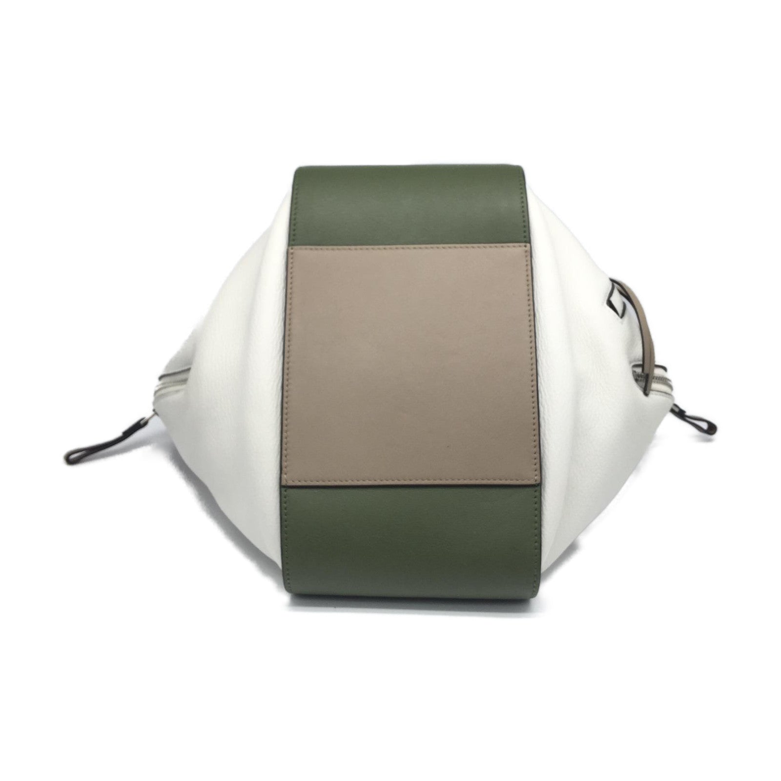 LOEWE 【激減優惠】牛皮皮革Hammock銀扣手挽肩背兩用袋綠色/白色/米色