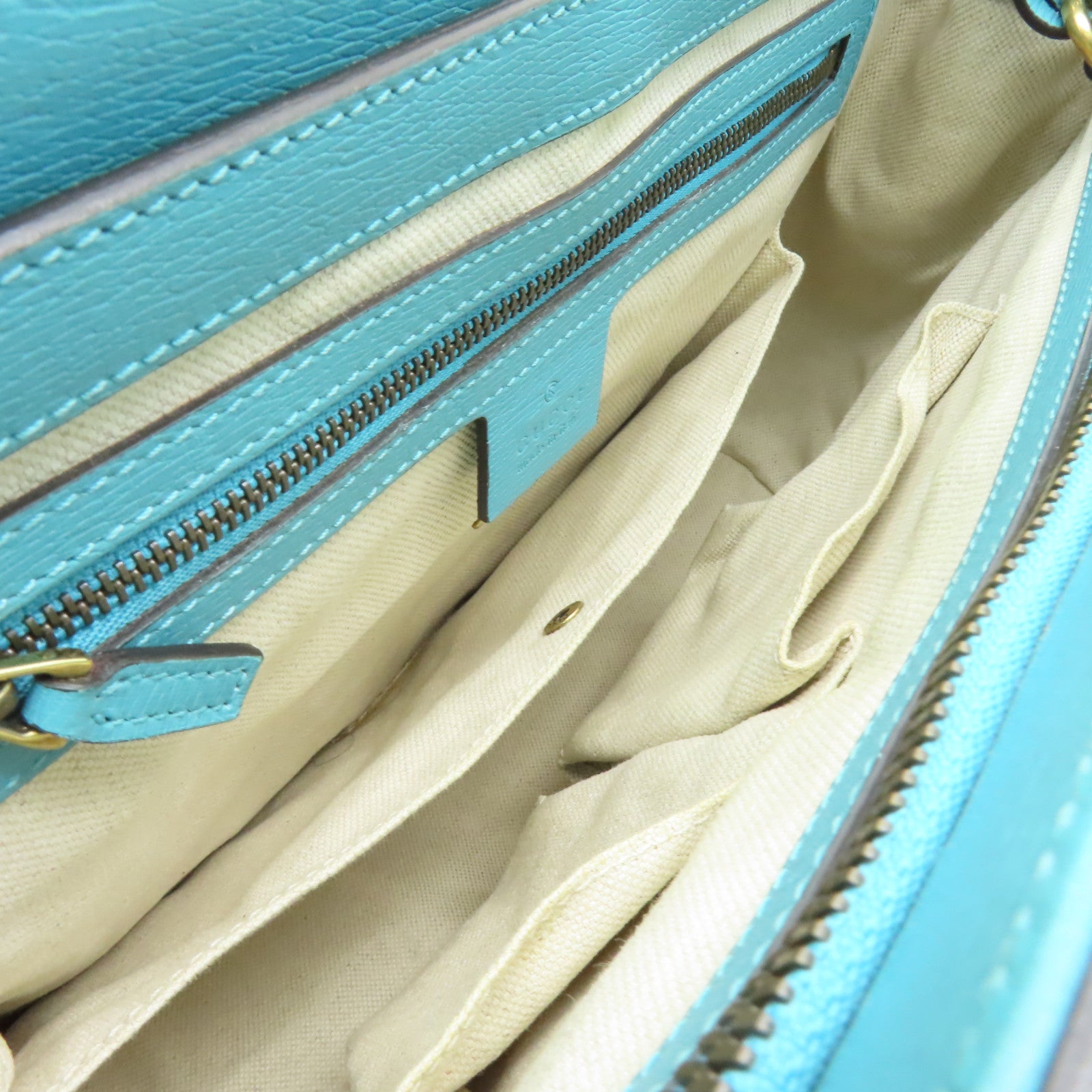GUCCI 牛皮皮革2way Shoulder Bag金扣手挽肩背兩用袋藍色