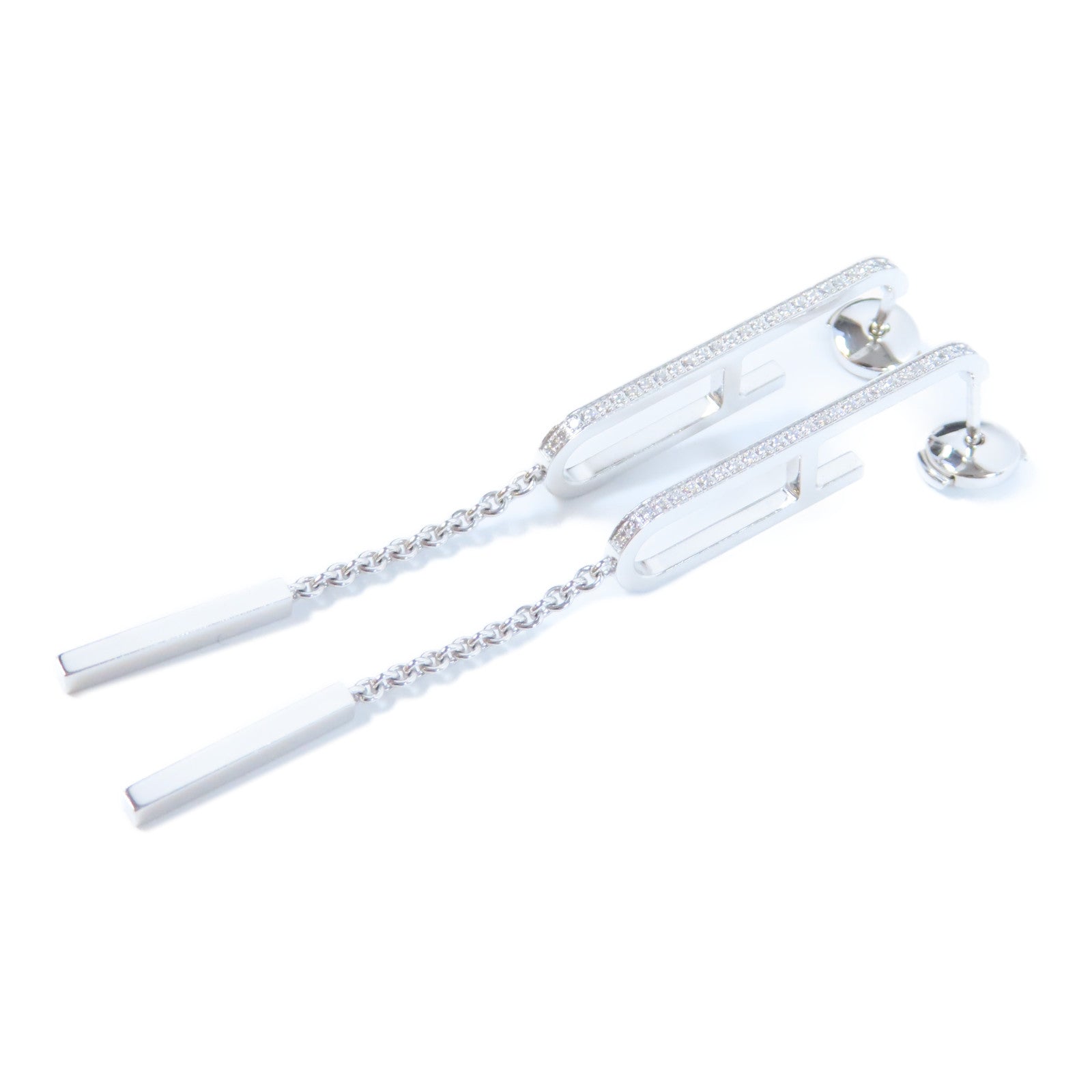 HERMES 18K白金Oreilles Ever Chaine D'Ancre 0.23ct鑽石耳環