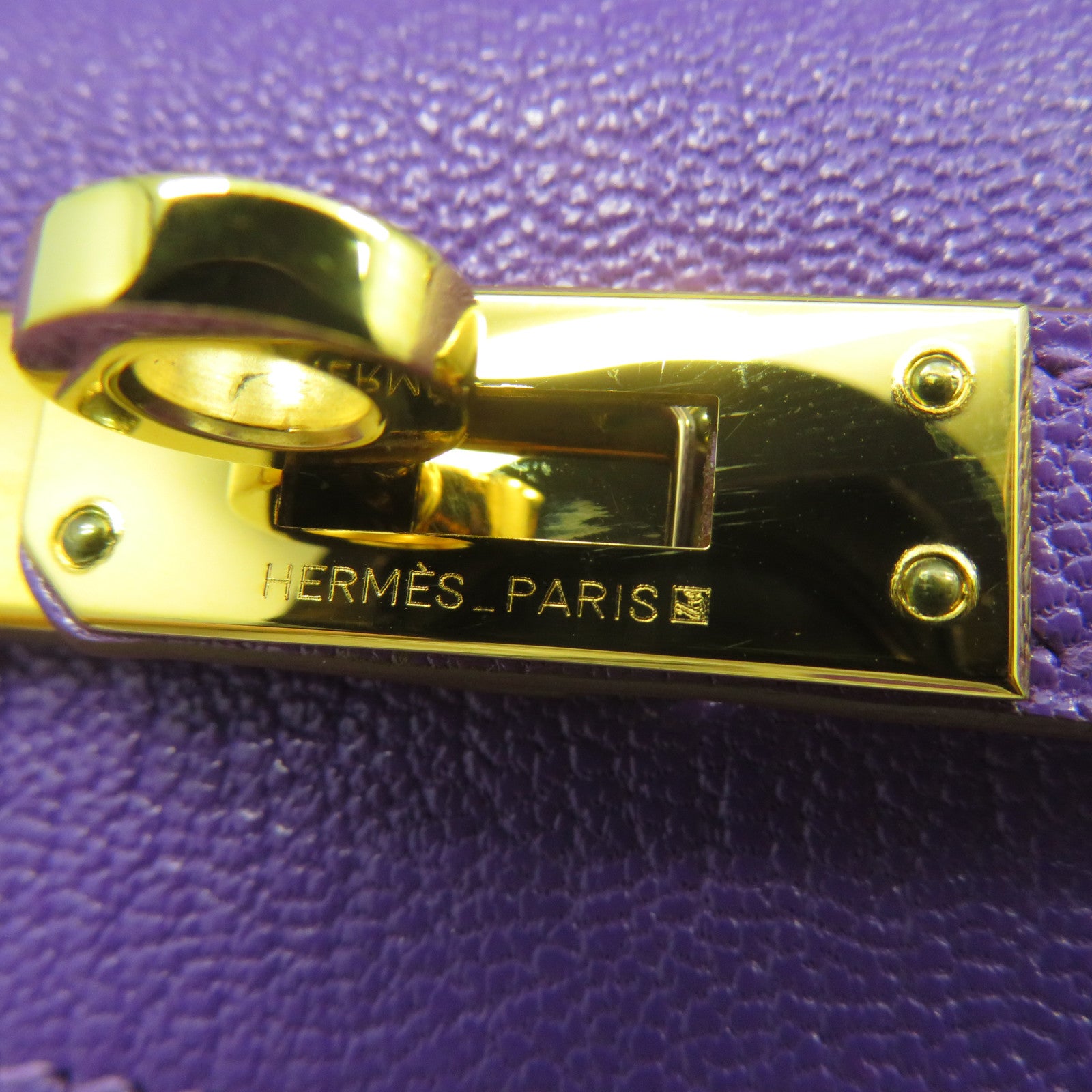 HERMES Chevre皮革Kelly 25金扣手挽肩背兩用袋紫色