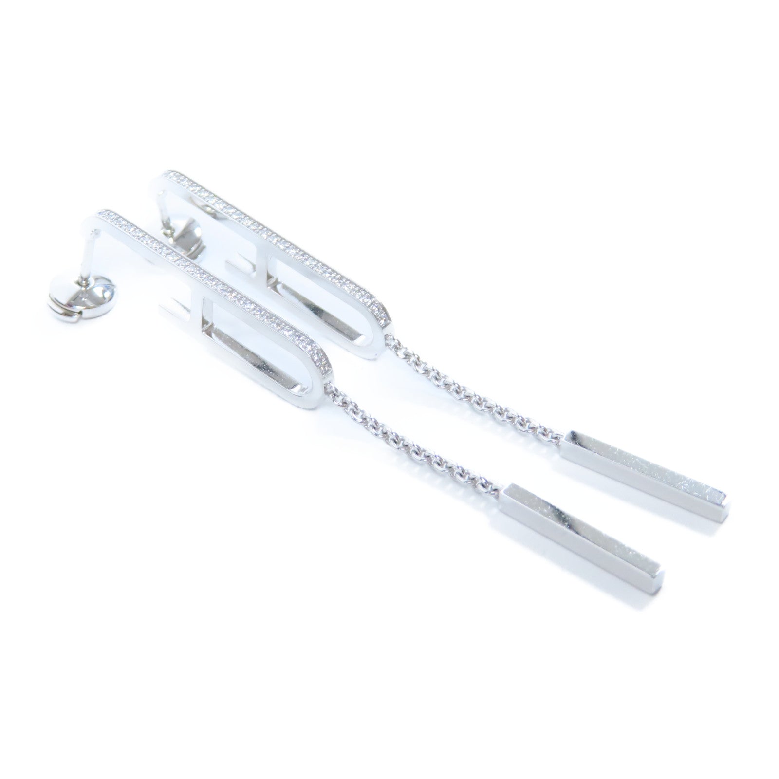 HERMES 18K白金Oreilles Ever Chaine D'Ancre 0.23ct鑽石耳環