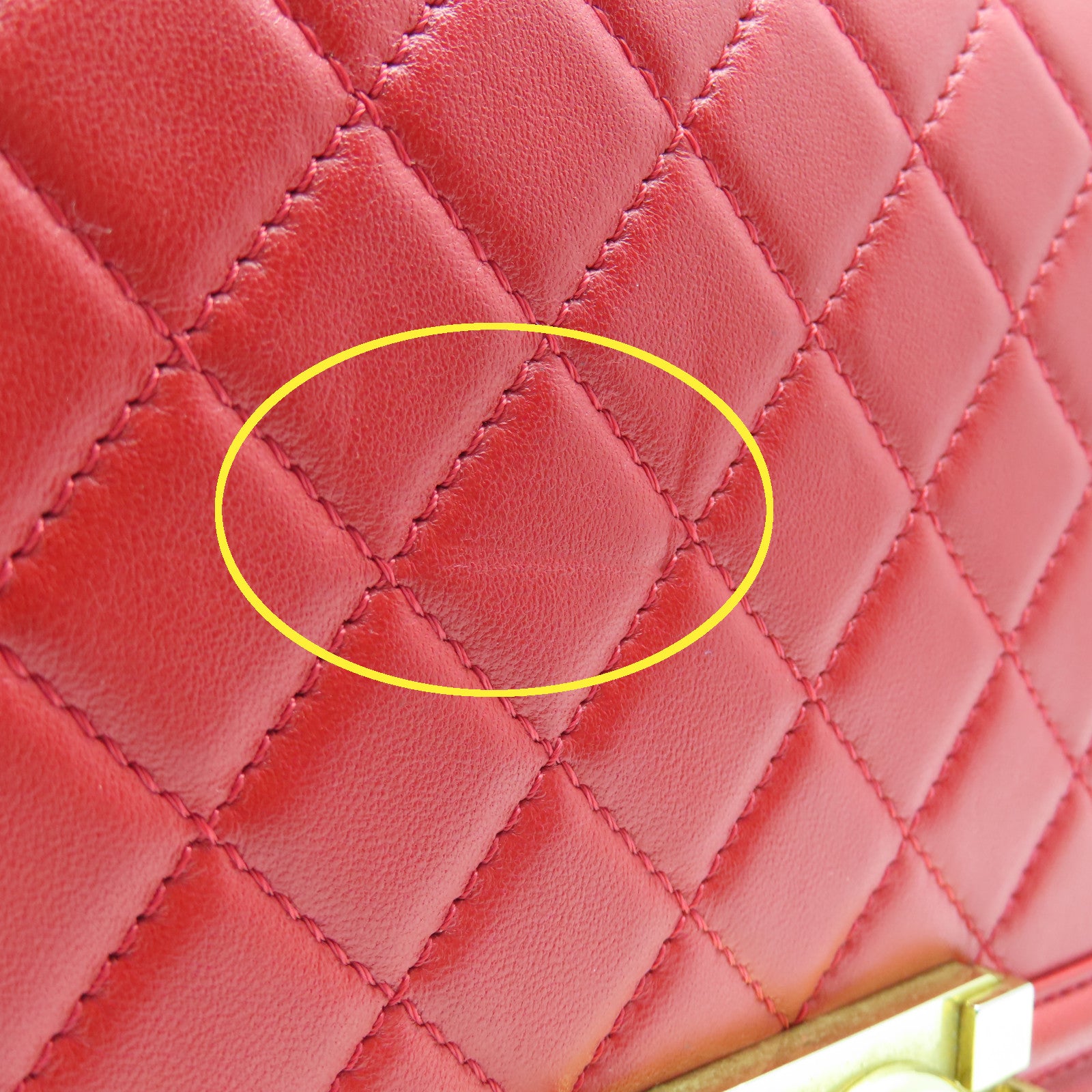 CHANEL 【激減優惠】菱格羊皮皮革Chain Shoulder金扣鏈帶肩背袋紅色