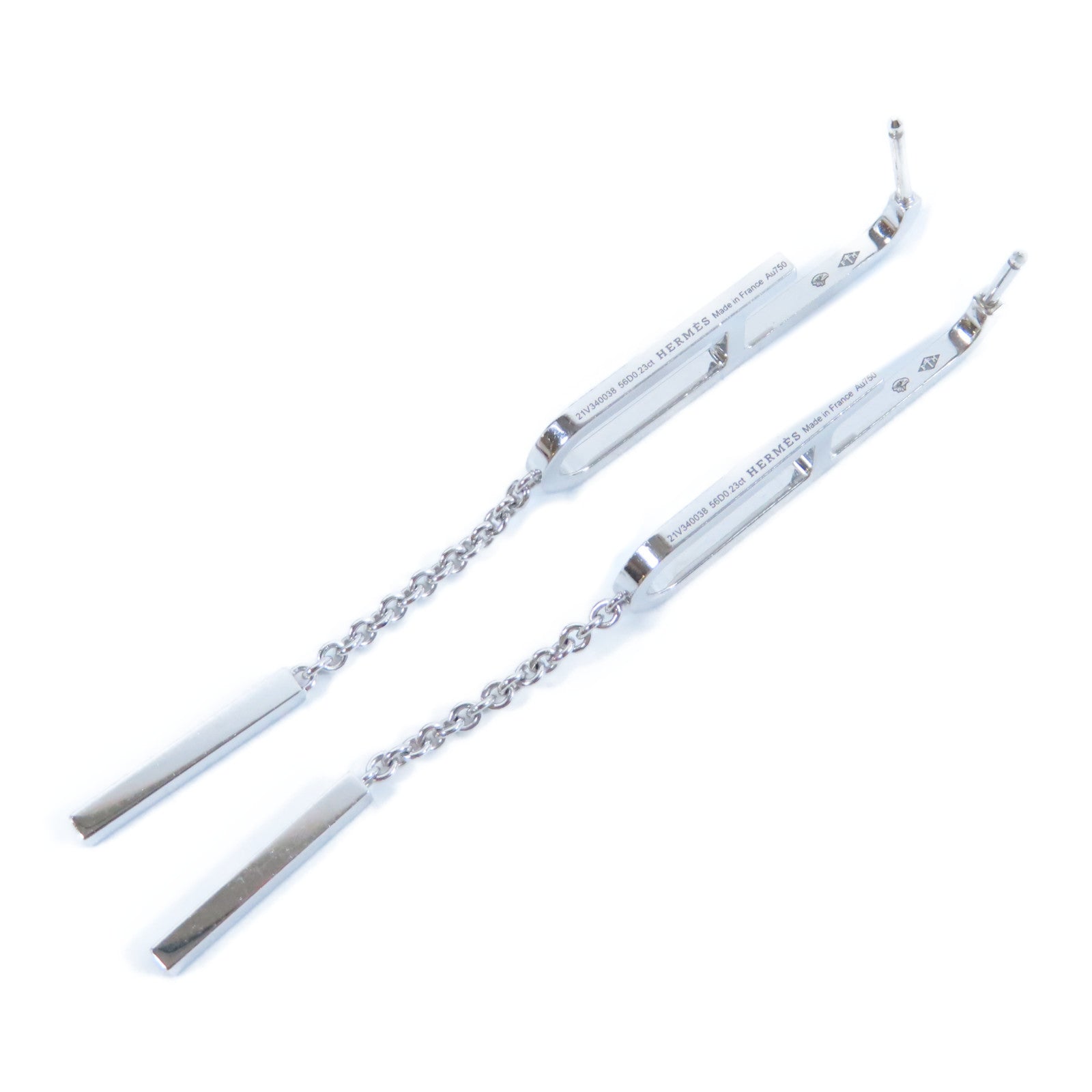 HERMES 18K白金Oreilles Ever Chaine D'Ancre 0.23ct鑽石耳環