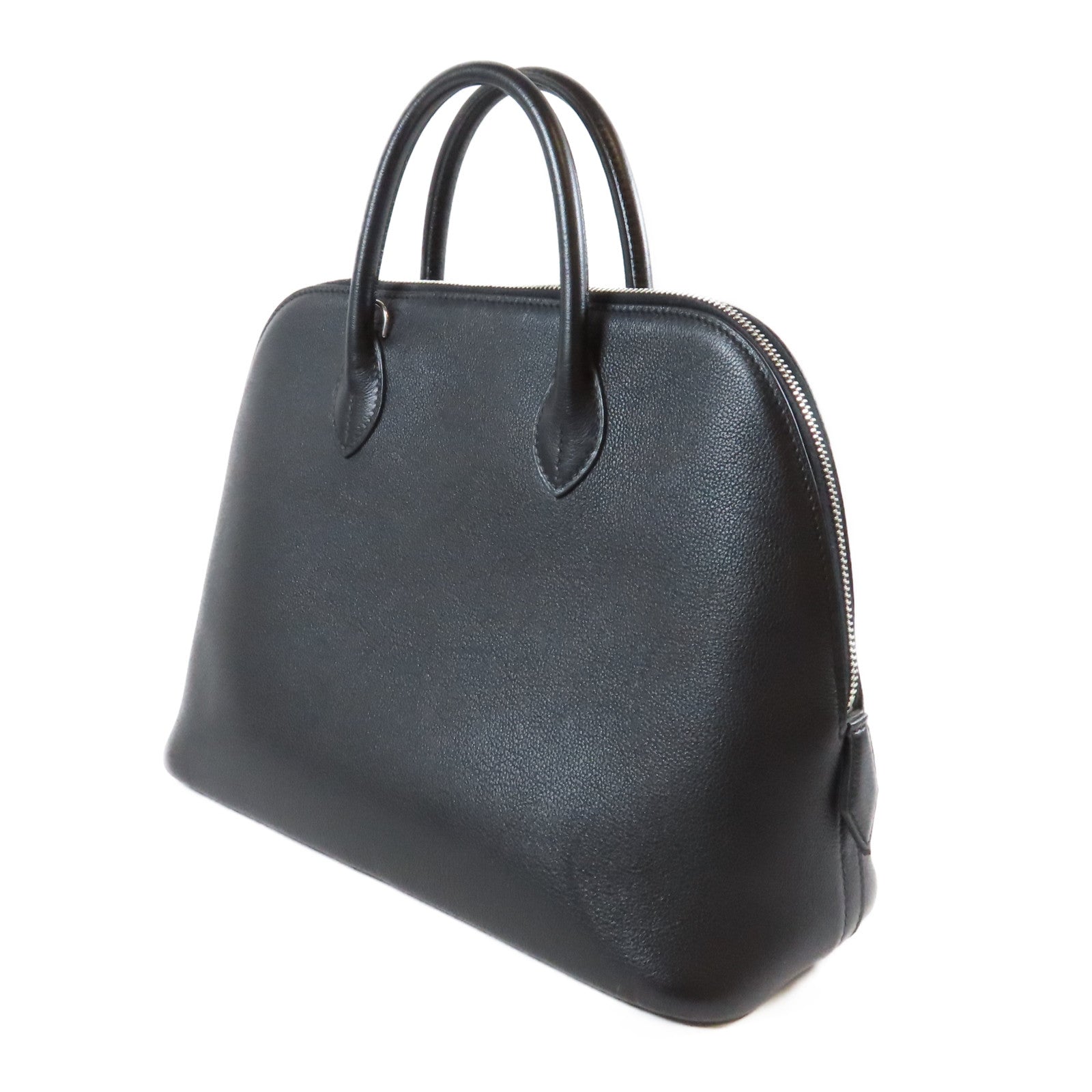 HERMES Clemence皮革Bolide 1923 30銀扣手挽肩背兩用袋Noir黑色