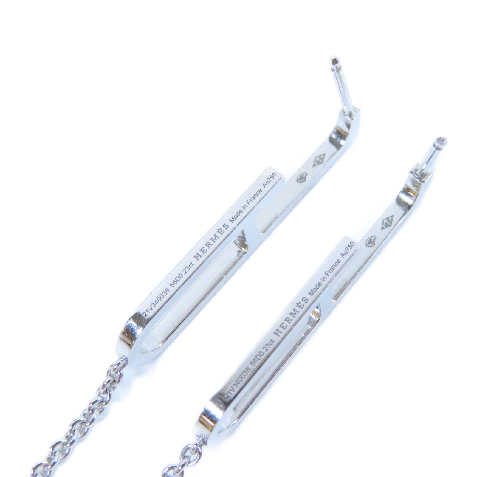 HERMES 18K白金Oreilles Ever Chaine D'Ancre 0.23ct鑽石耳環