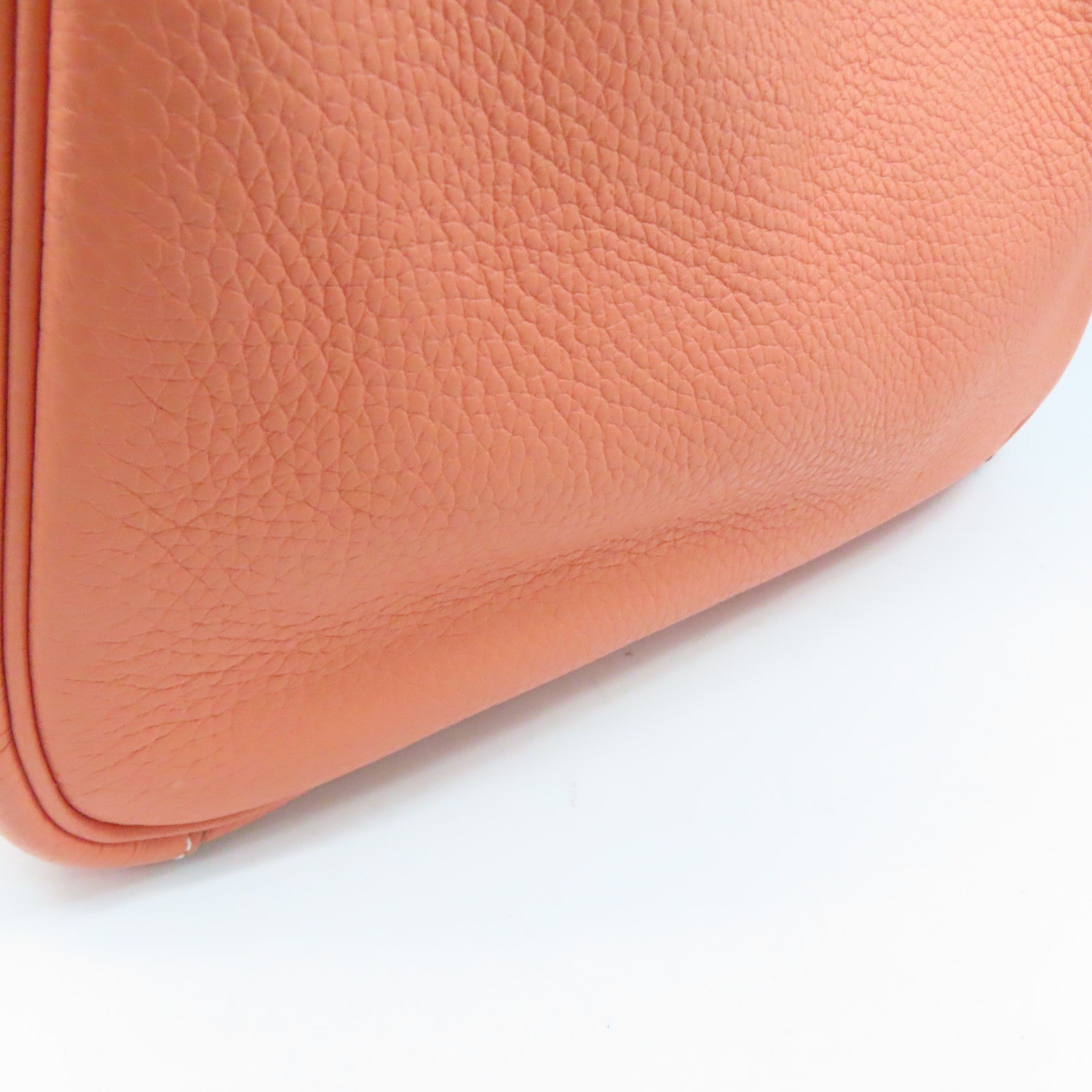 HERMES Clemence Leather Lindy 30 Silver Buckle Shoulder Bag Flamingo Pink