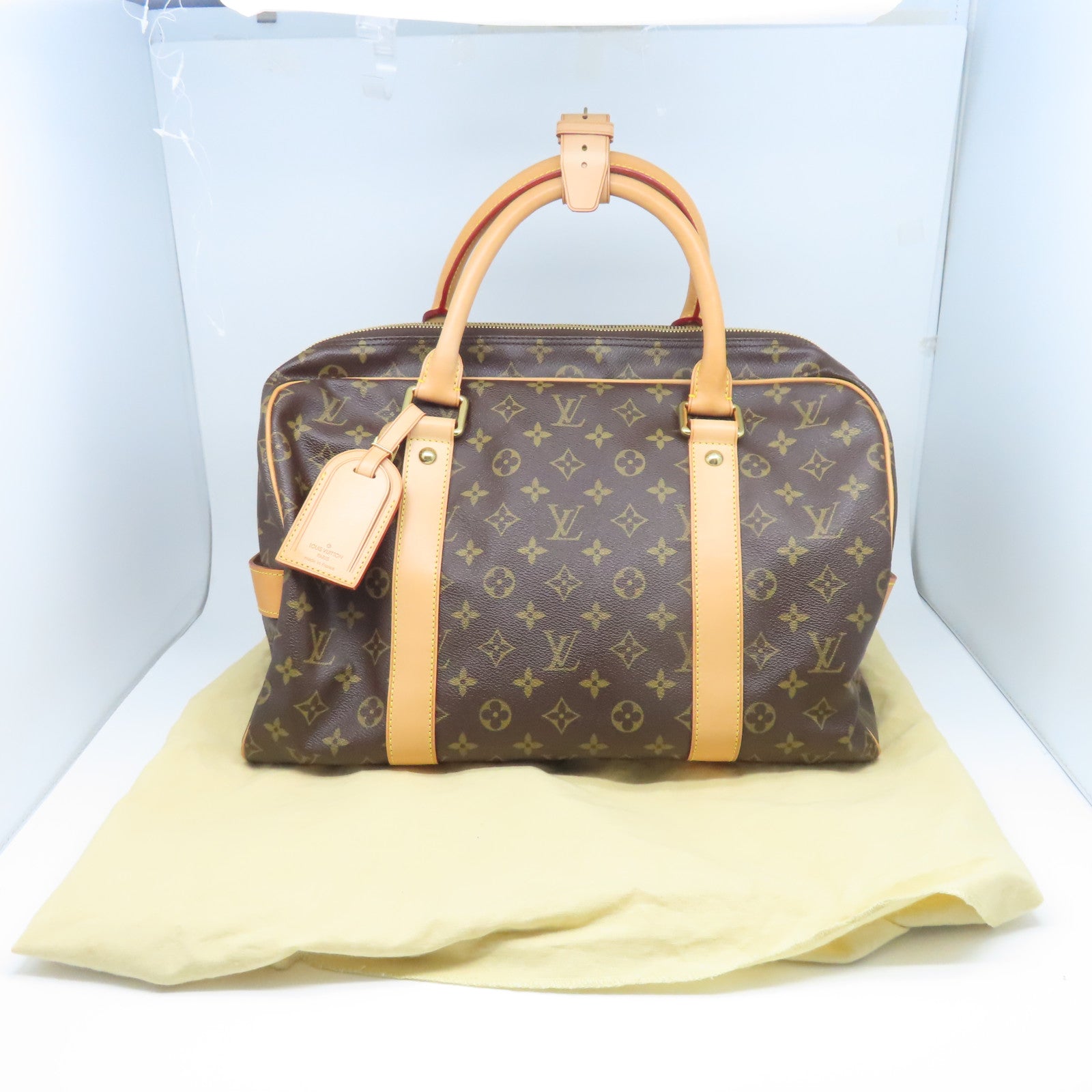LOUIS VUITTON Monogram Carryall金扣手挽袋棕色