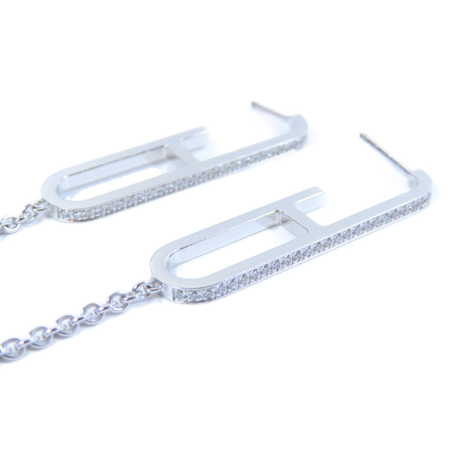 HERMES 18K白金Oreilles Ever Chaine D'Ancre 0.23ct鑽石耳環