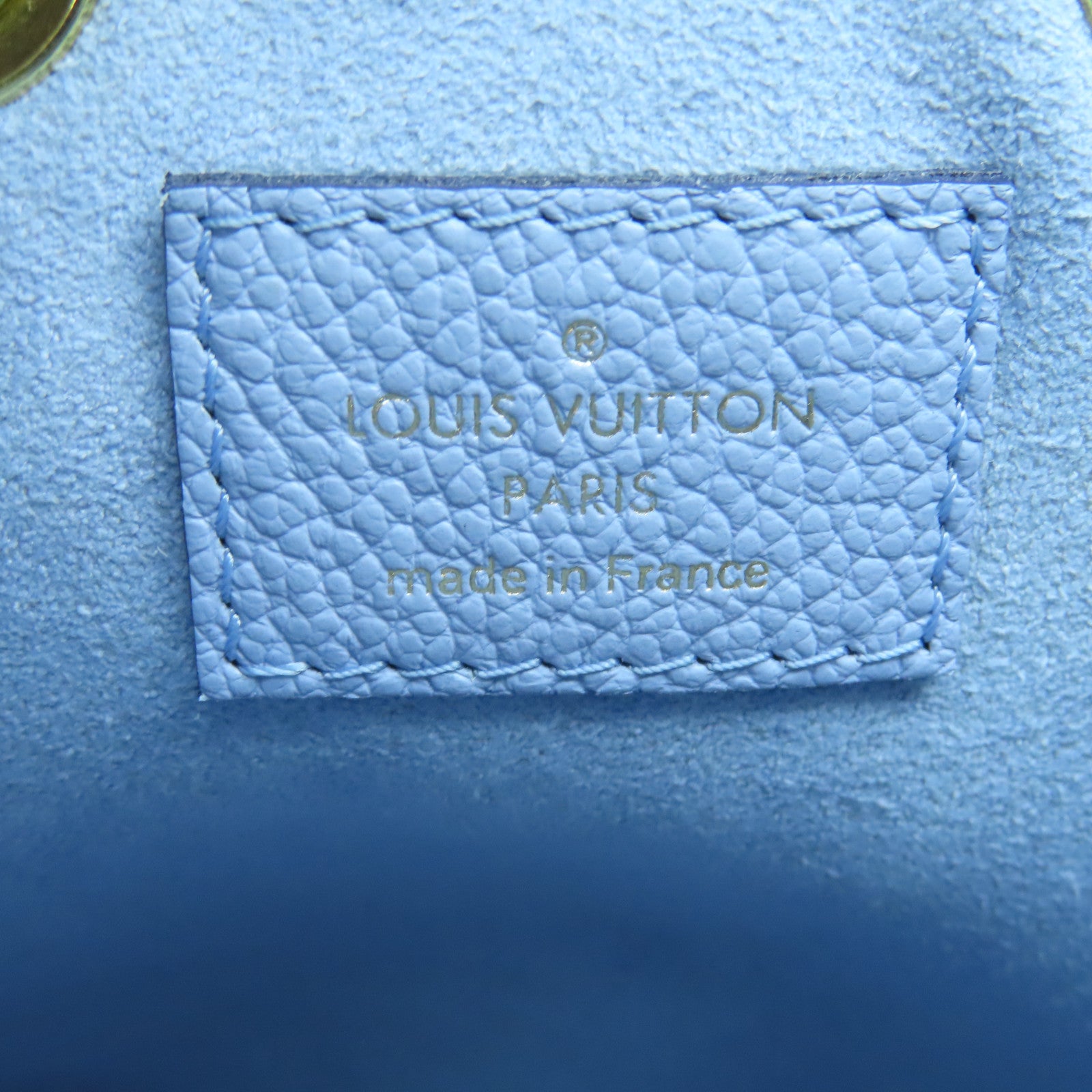 LOUIS VUITTON Monogram Empreinte Noe BB gold buckle handle shoulder bag dual-use summer blue