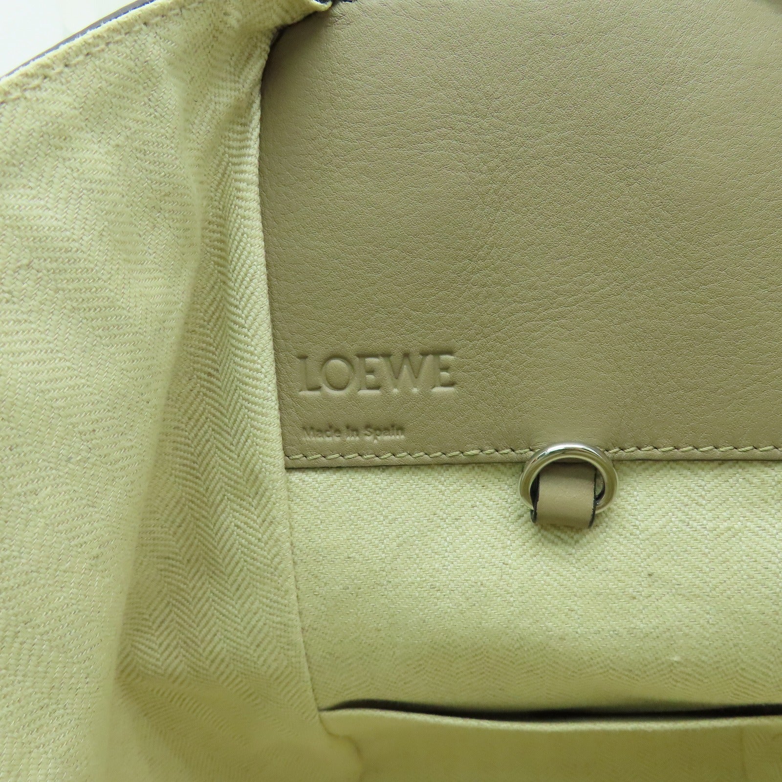 LOEWE 【激減優惠】牛皮皮革Hammock銀扣手挽肩背兩用袋綠色/白色/米色