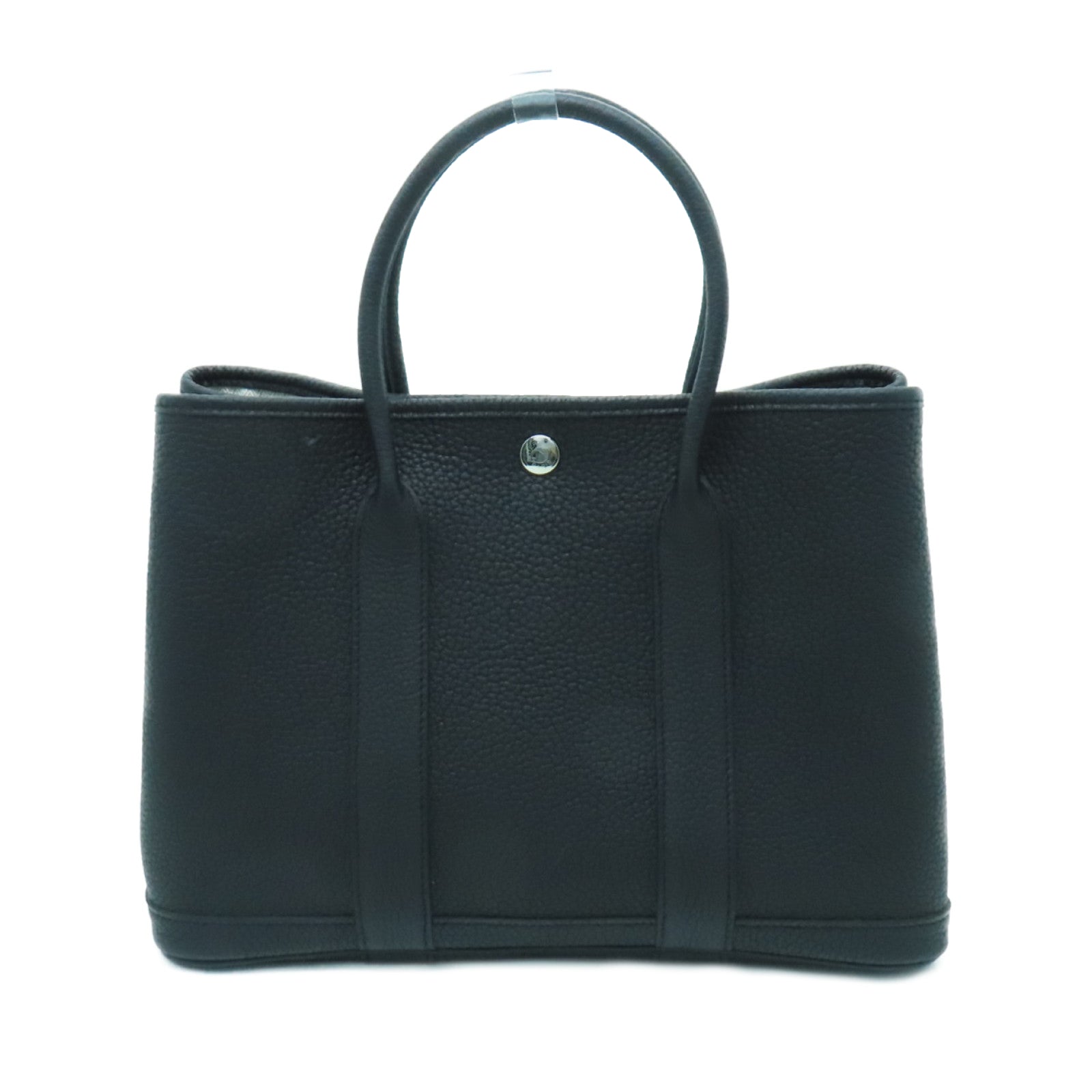 HERMES Negonda皮革Garden Party TPM銀扣手挽袋黑色
