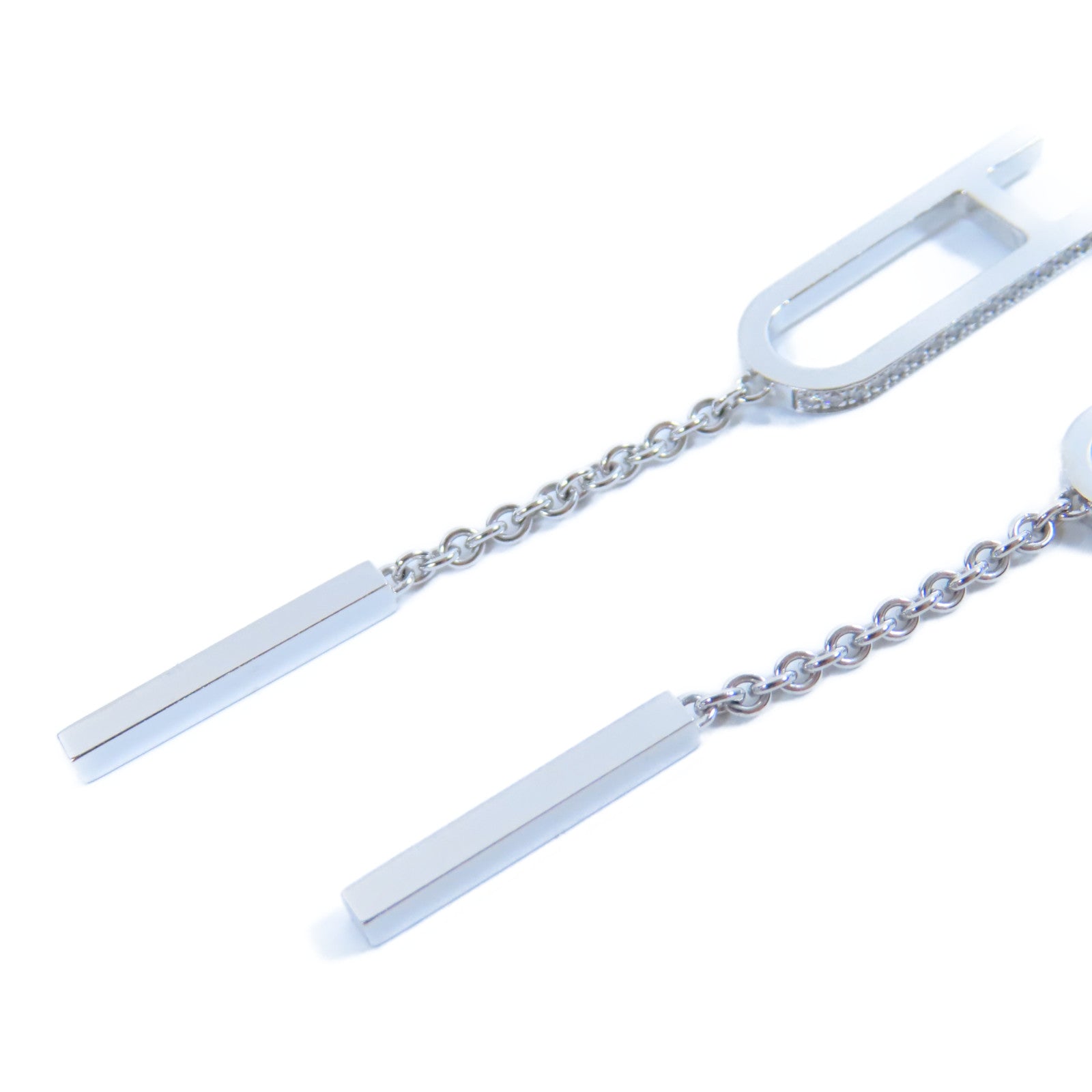 HERMES 18K白金Oreilles Ever Chaine D'Ancre 0.23ct鑽石耳環