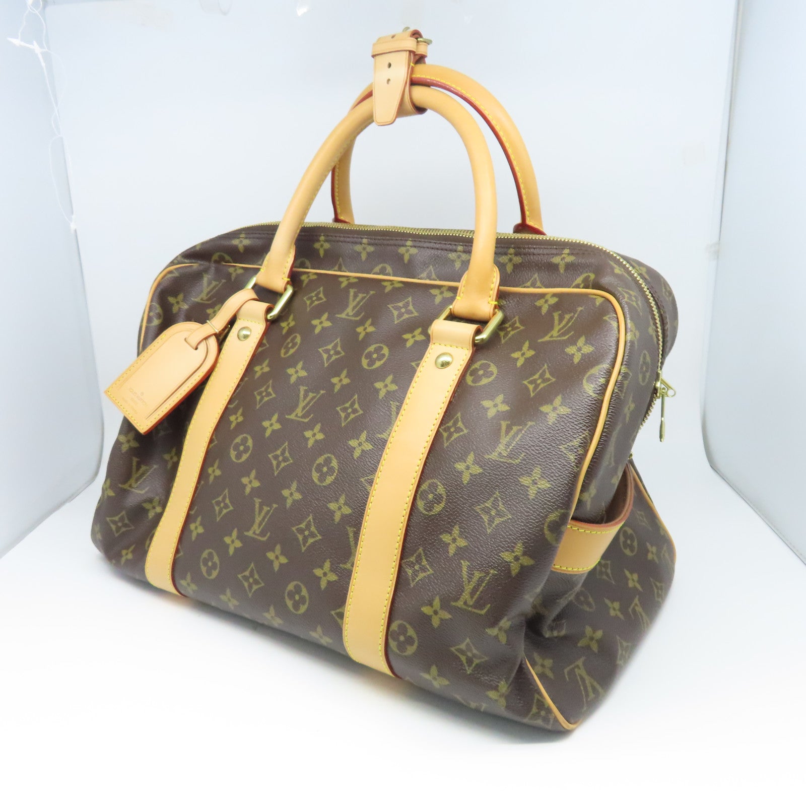 LOUIS VUITTON Monogram Carryall金扣手挽袋棕色