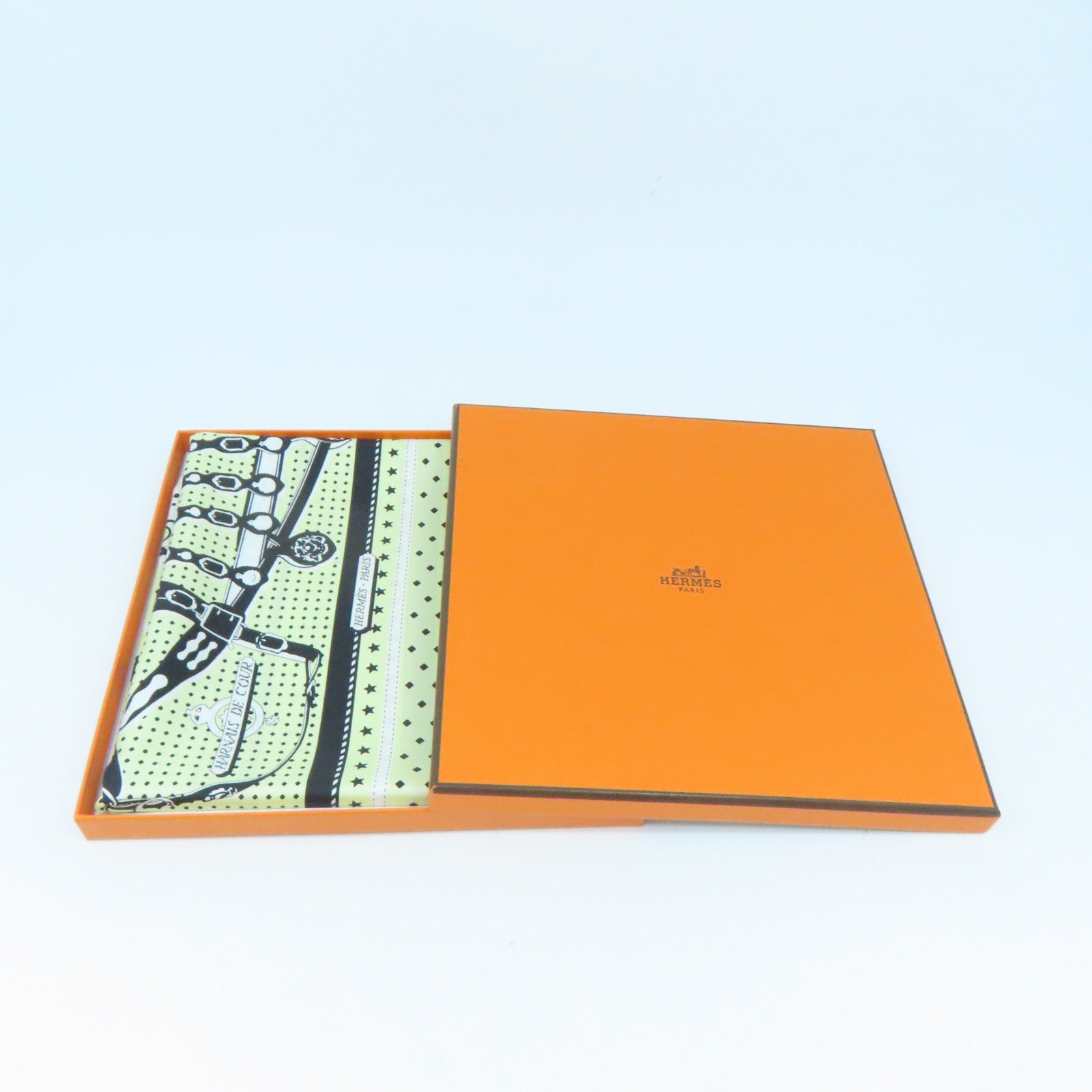 HERMES Silk Scarf Yellow/White