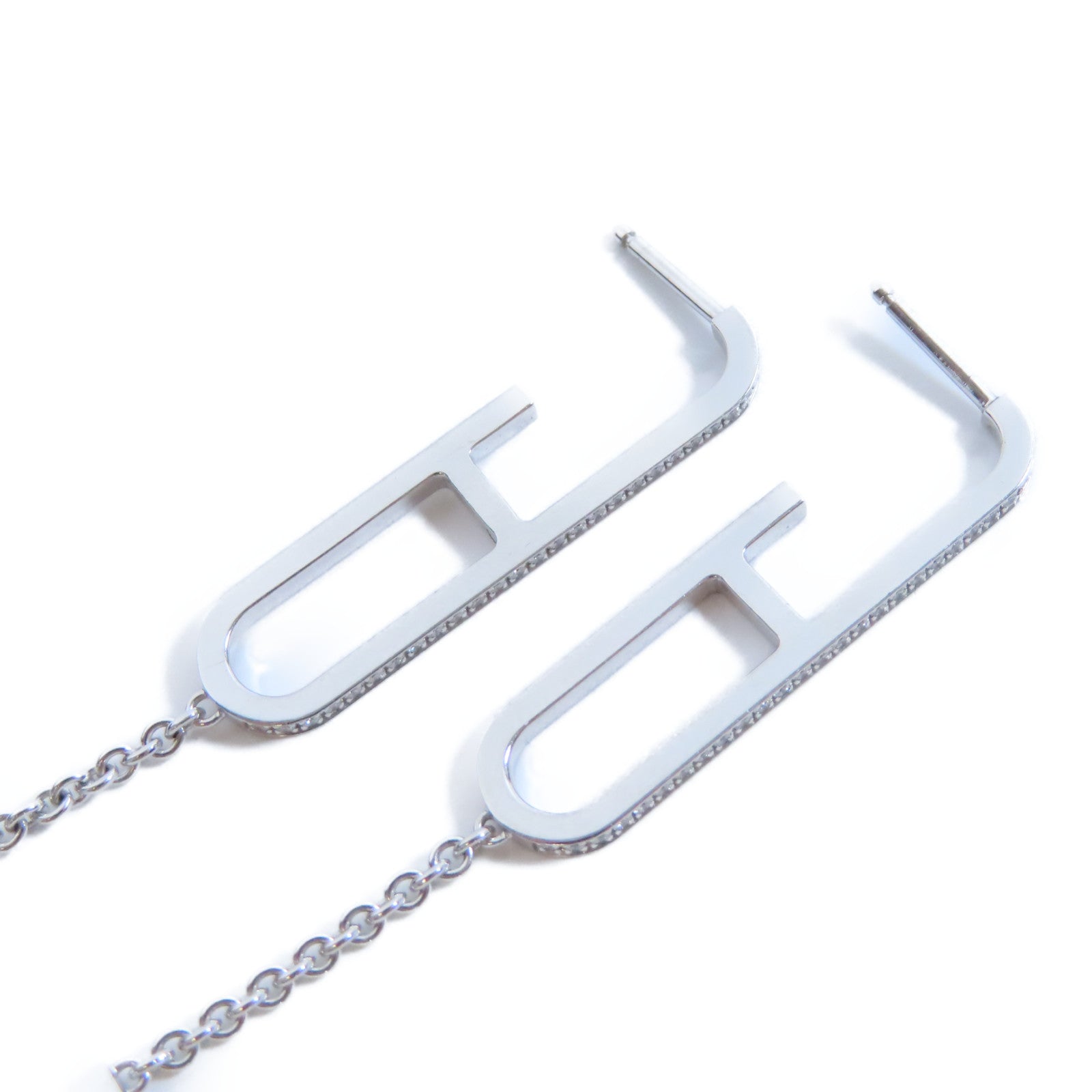 HERMES 18K白金Oreilles Ever Chaine D'Ancre 0.23ct鑽石耳環