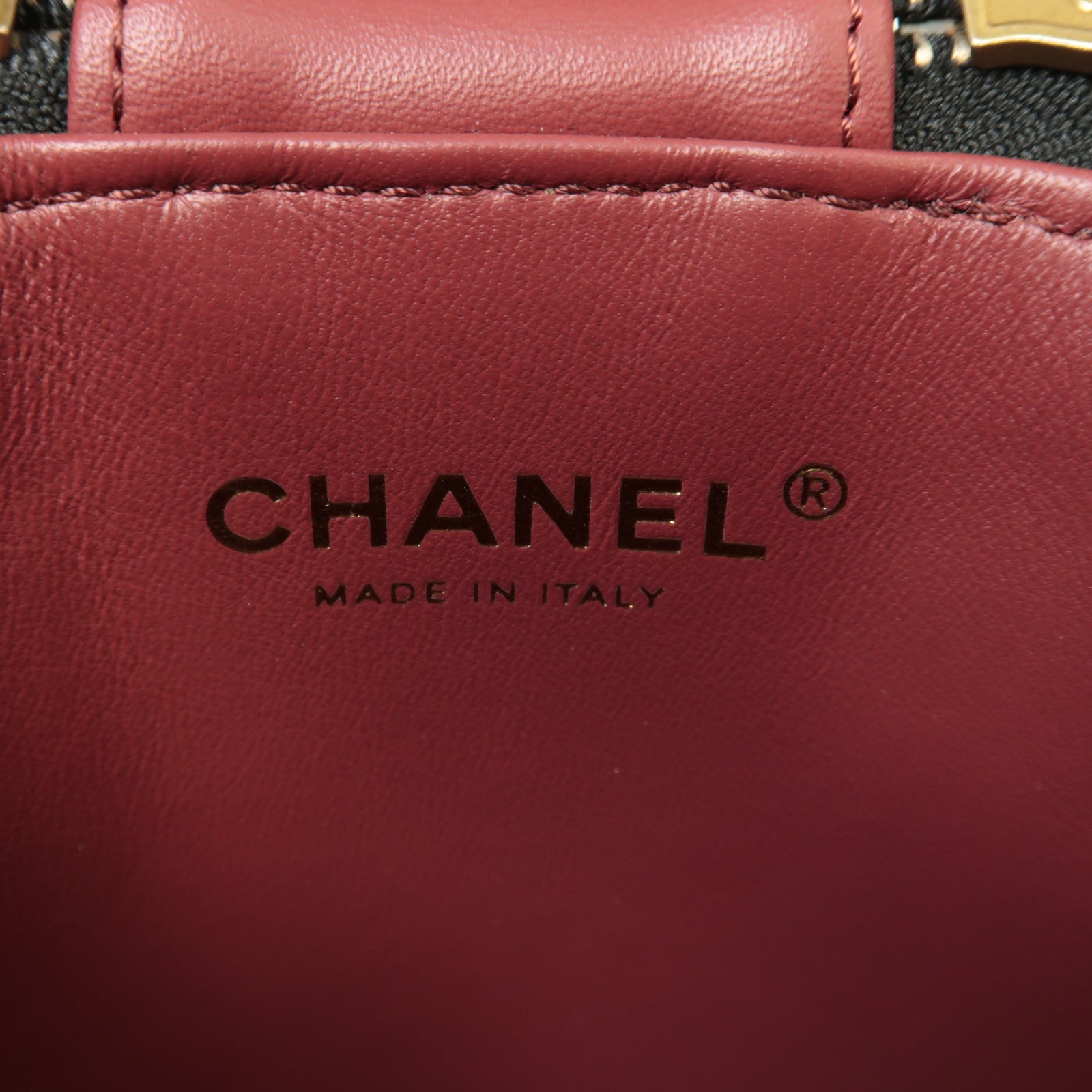 CHANEL 菱格羊皮皮革Vanity Case金扣鏈帶肩背袋黒色