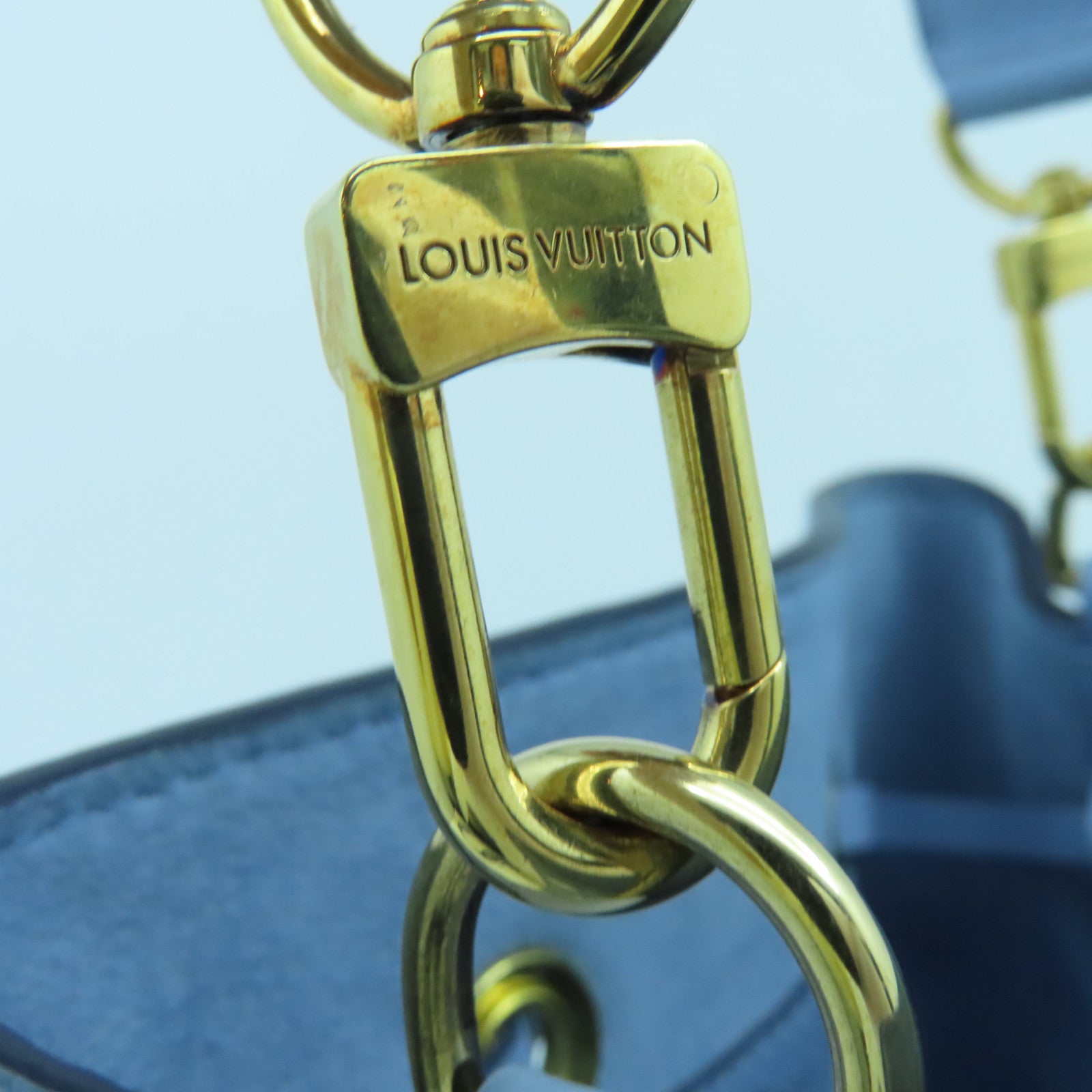 LOUIS VUITTON Monogram Empreinte Noe BB gold buckle handle shoulder bag dual-use summer blue