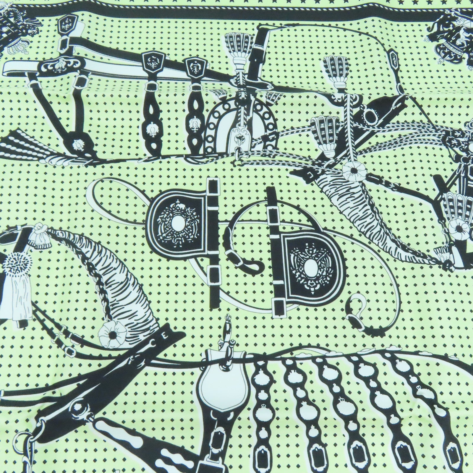 HERMES Silk Scarf Yellow/White