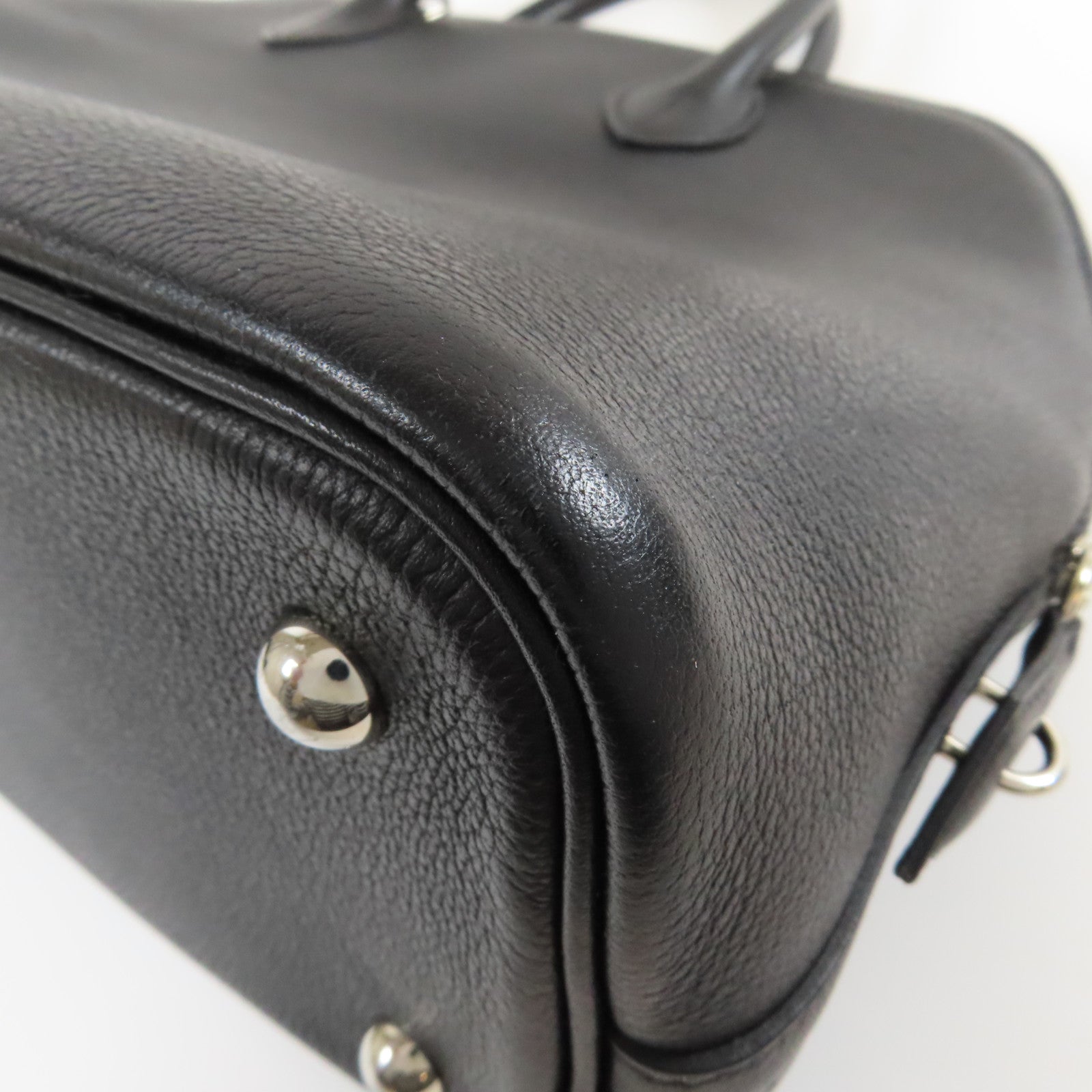 HERMES Clemence皮革Bolide 1923 30銀扣手挽肩背兩用袋Noir黑色