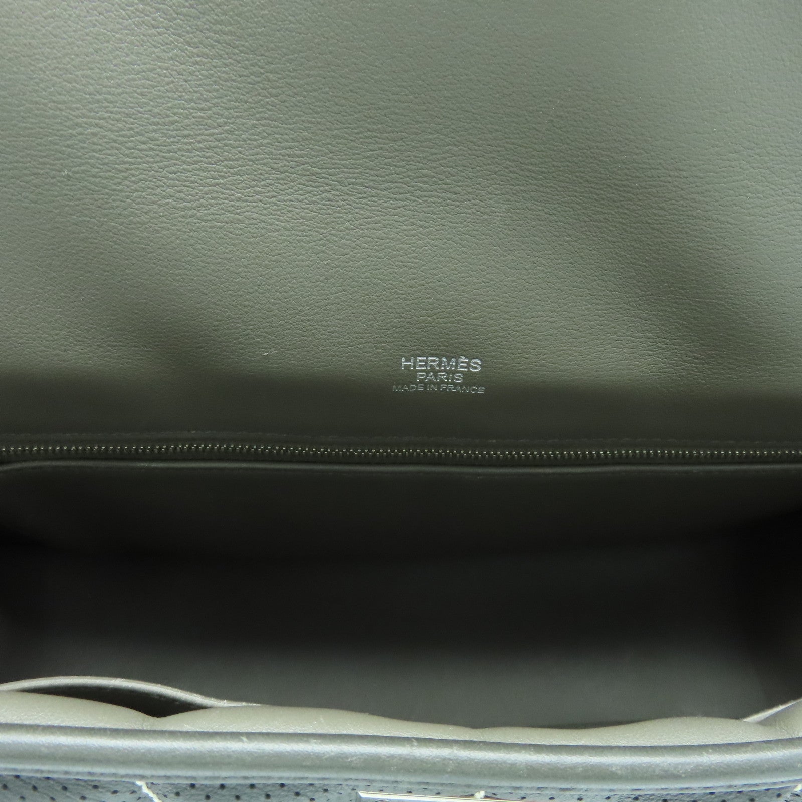 HERMES Evercolour皮革Berline銀扣肩背袋Etain灰色