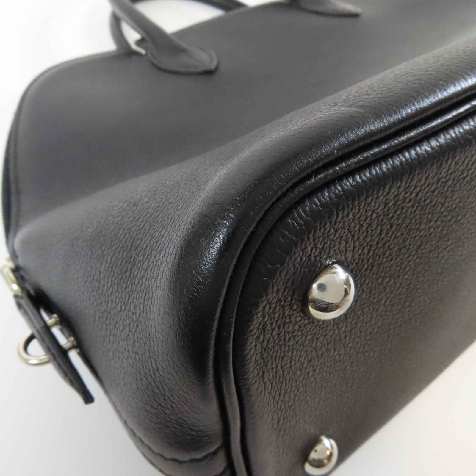 HERMES Clemence皮革Bolide 1923 30銀扣手挽肩背兩用袋Noir黑色