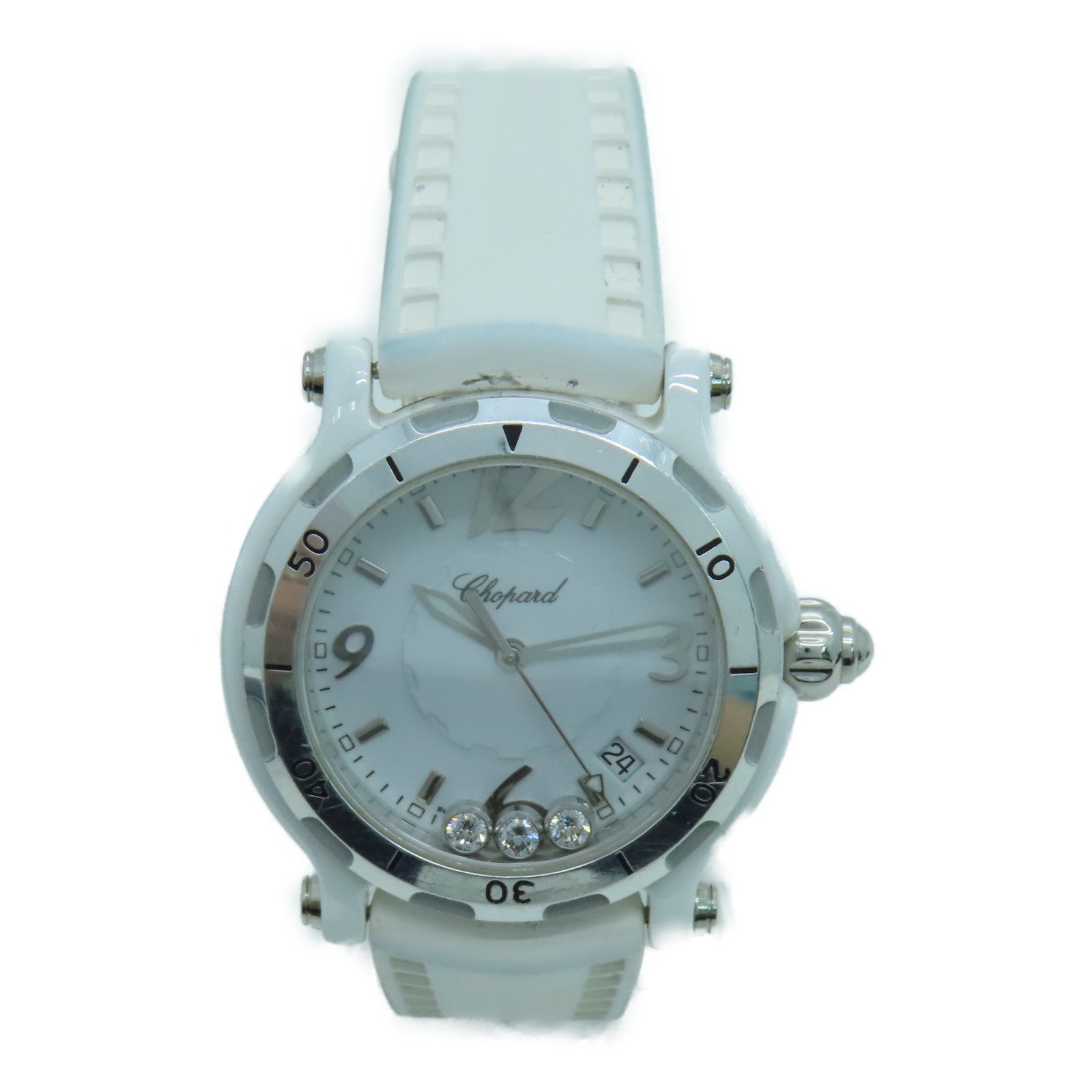 Chopard Happy Sport Ceramic/Diamond Watch Quartz Movement White