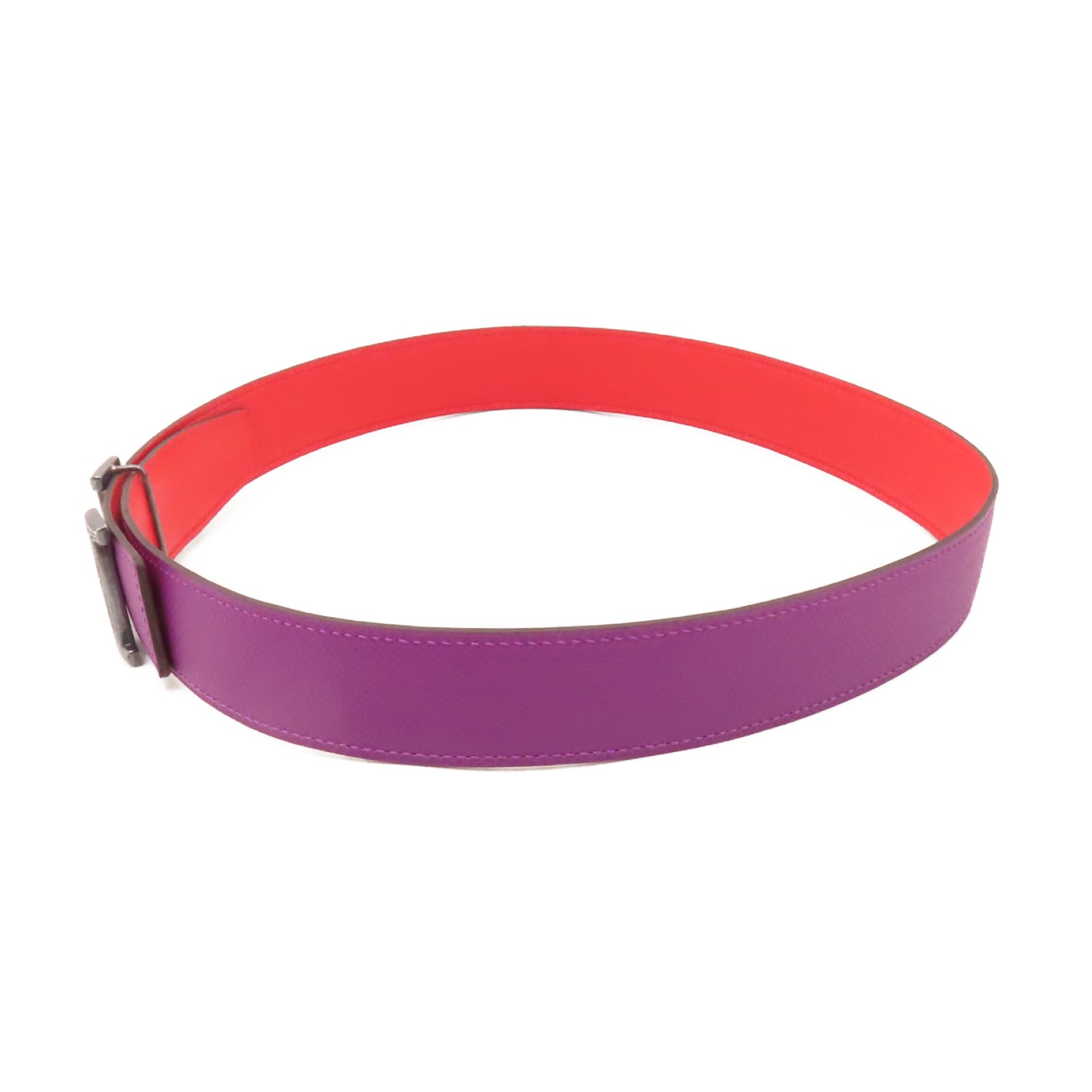 HERMES Epsom/Swift皮革Constance Belt 75cm皮帶Anemone/Capucine紫色/紅色