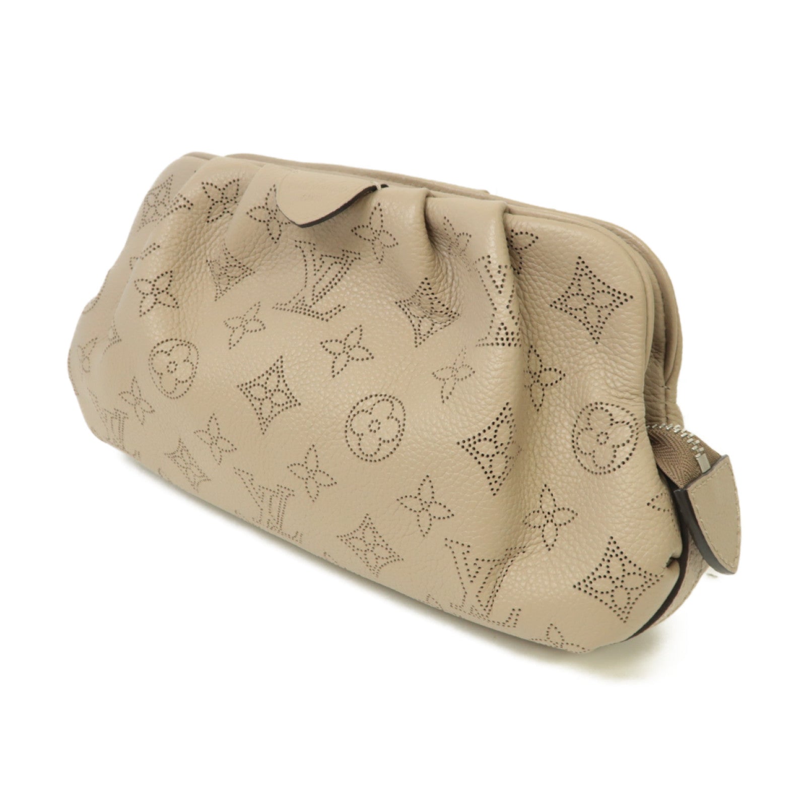LOUIS VUITTON Mahina Scala Mini Pouch銀扣肩背袋米色