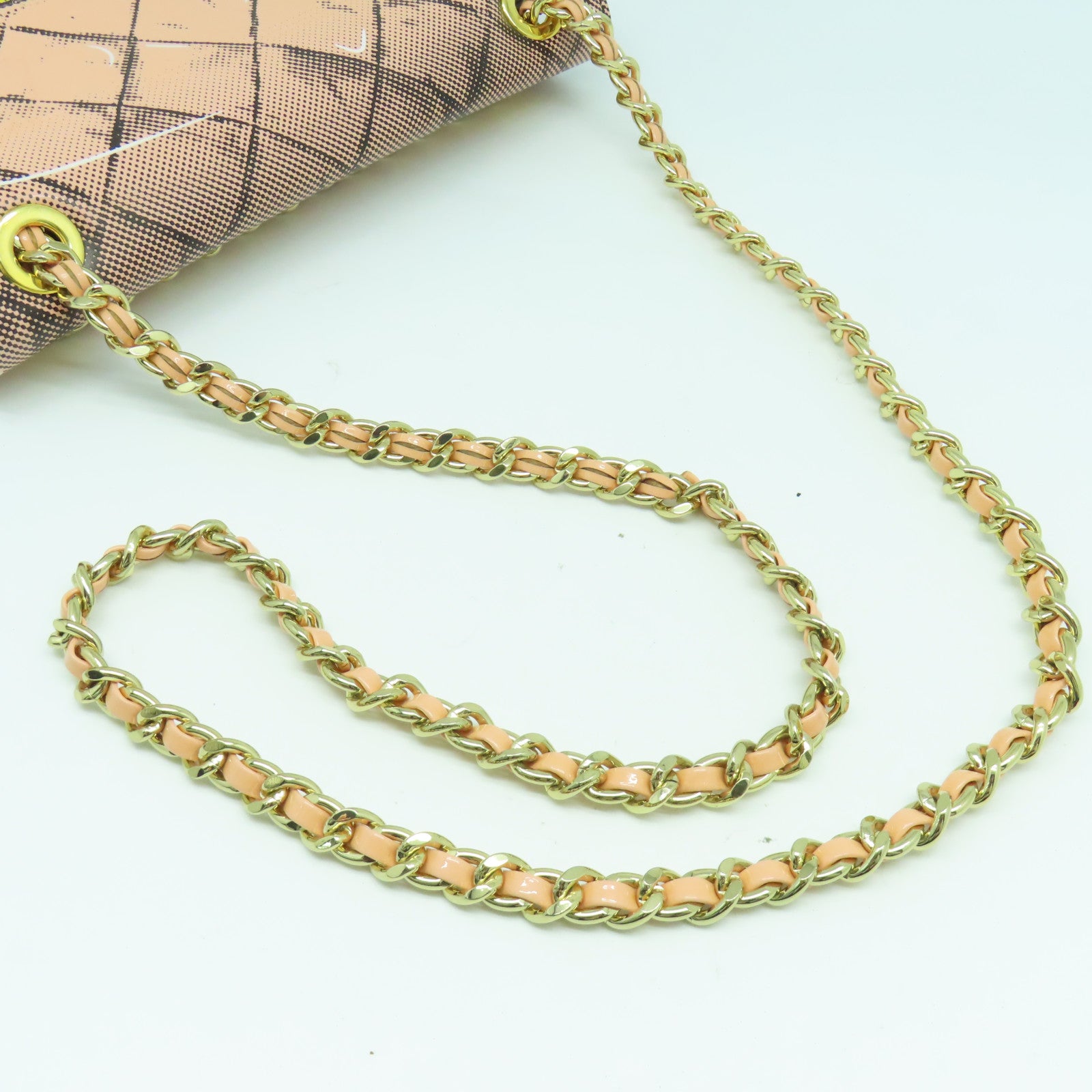 MOSCHINO PVC Chain Shoulder Bag金扣鏈帶肩背袋粉紅色
