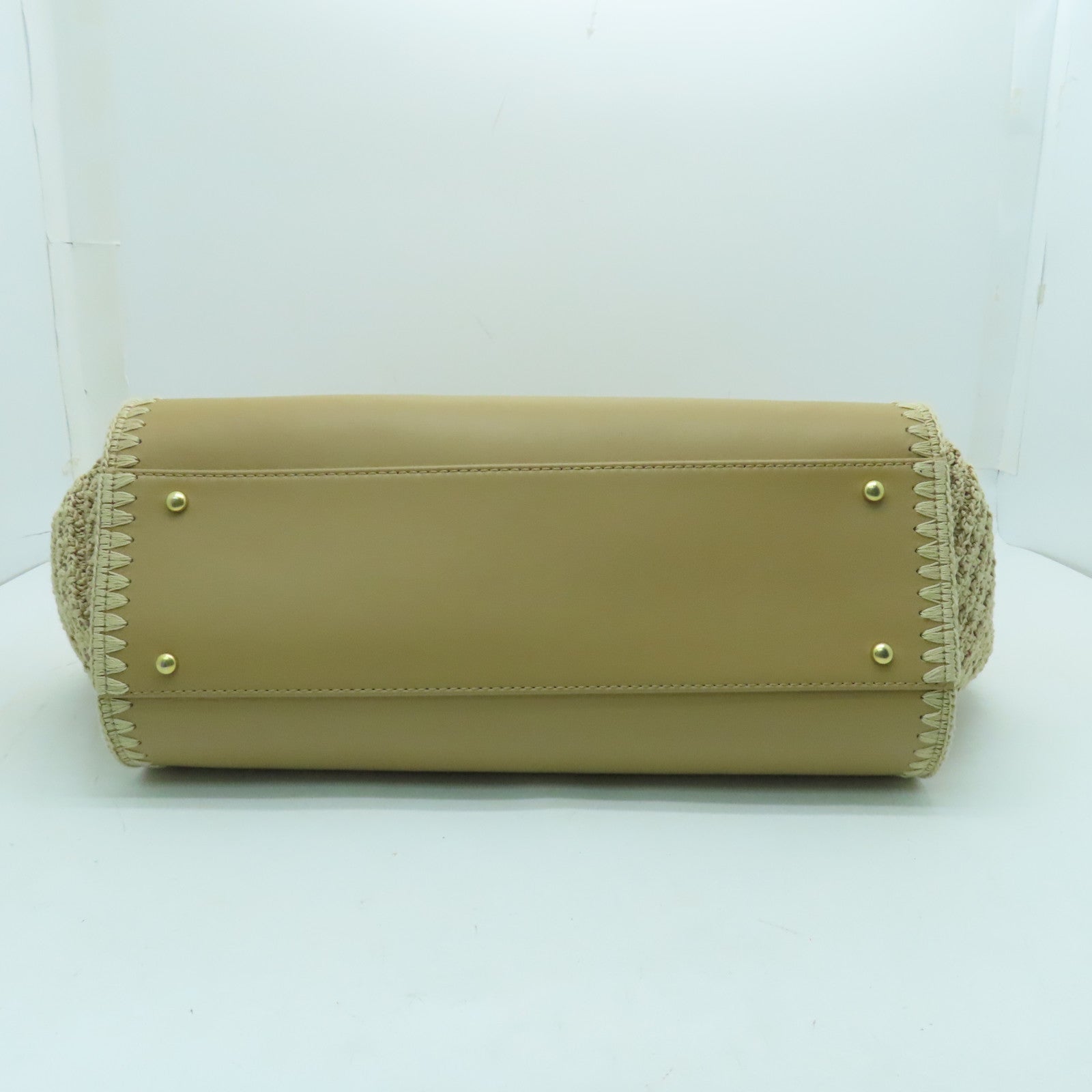 CHANEL 【激減優惠】牛皮皮革Deauville Tote金扣手挽袋米色