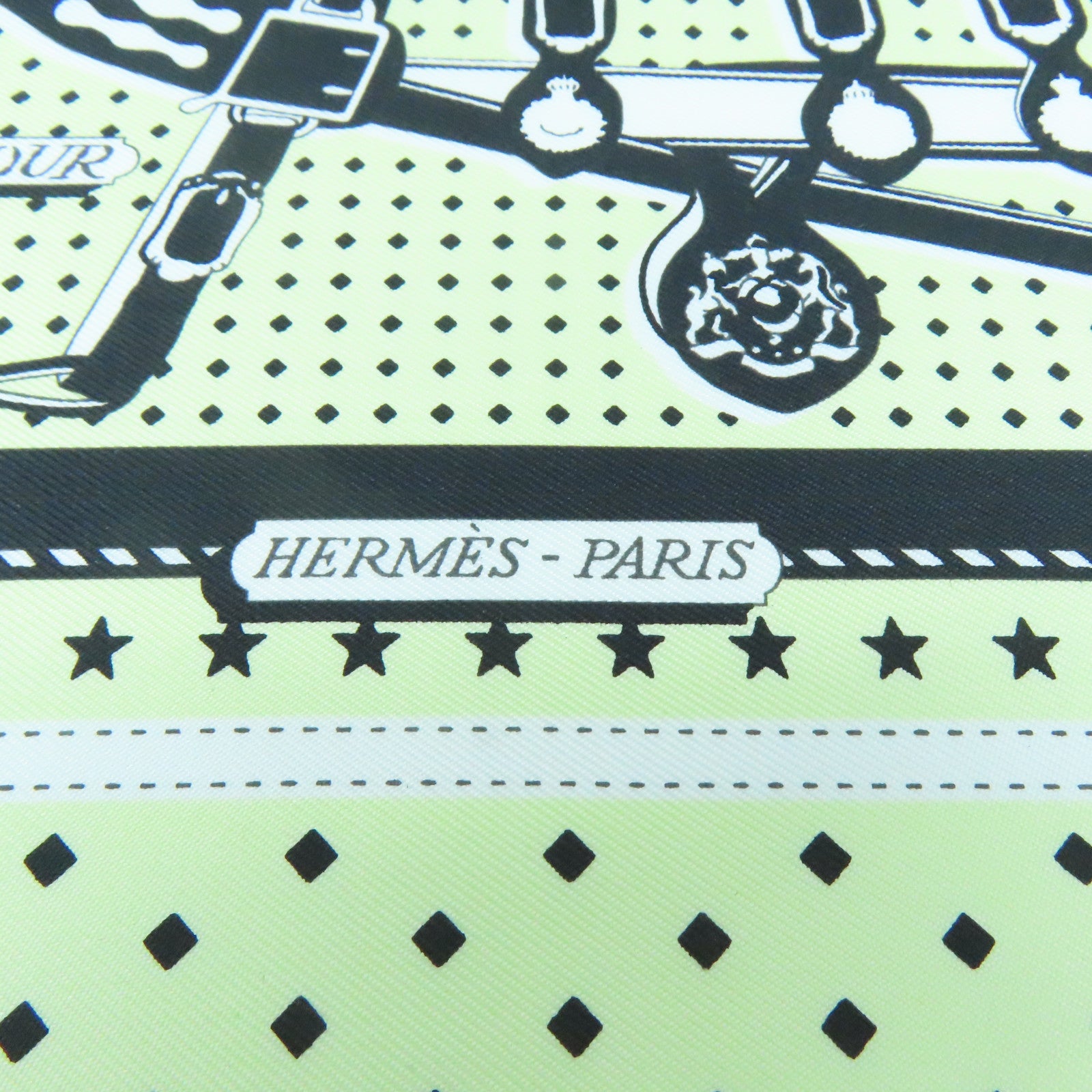 HERMES Silk Scarf Yellow/White