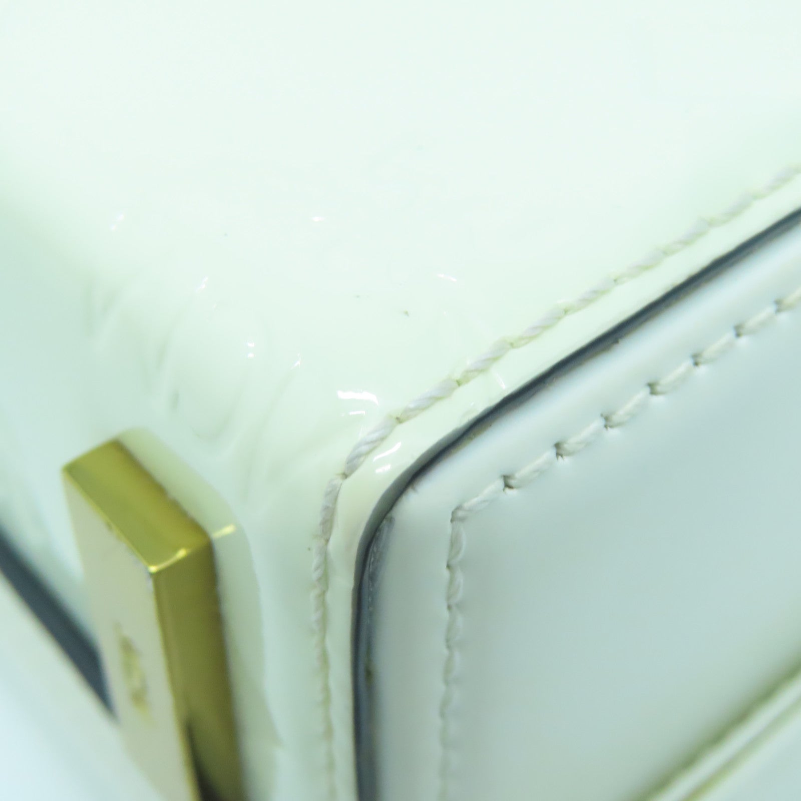MCM Leather Berlin Box Gold Buckle Shoulder Bag White