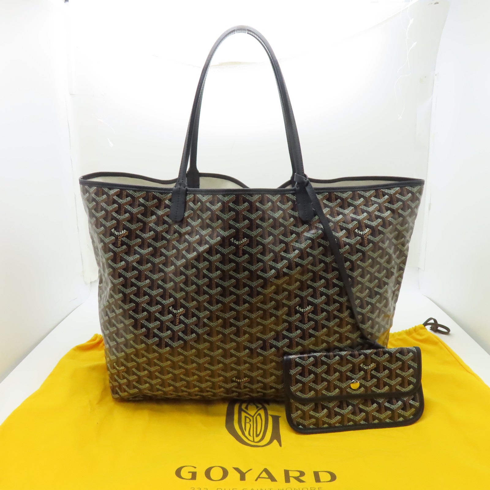 GOYARD 塗層帆布Saint Louis GM Tote Bag銀扣手挽袋黑色/啡色