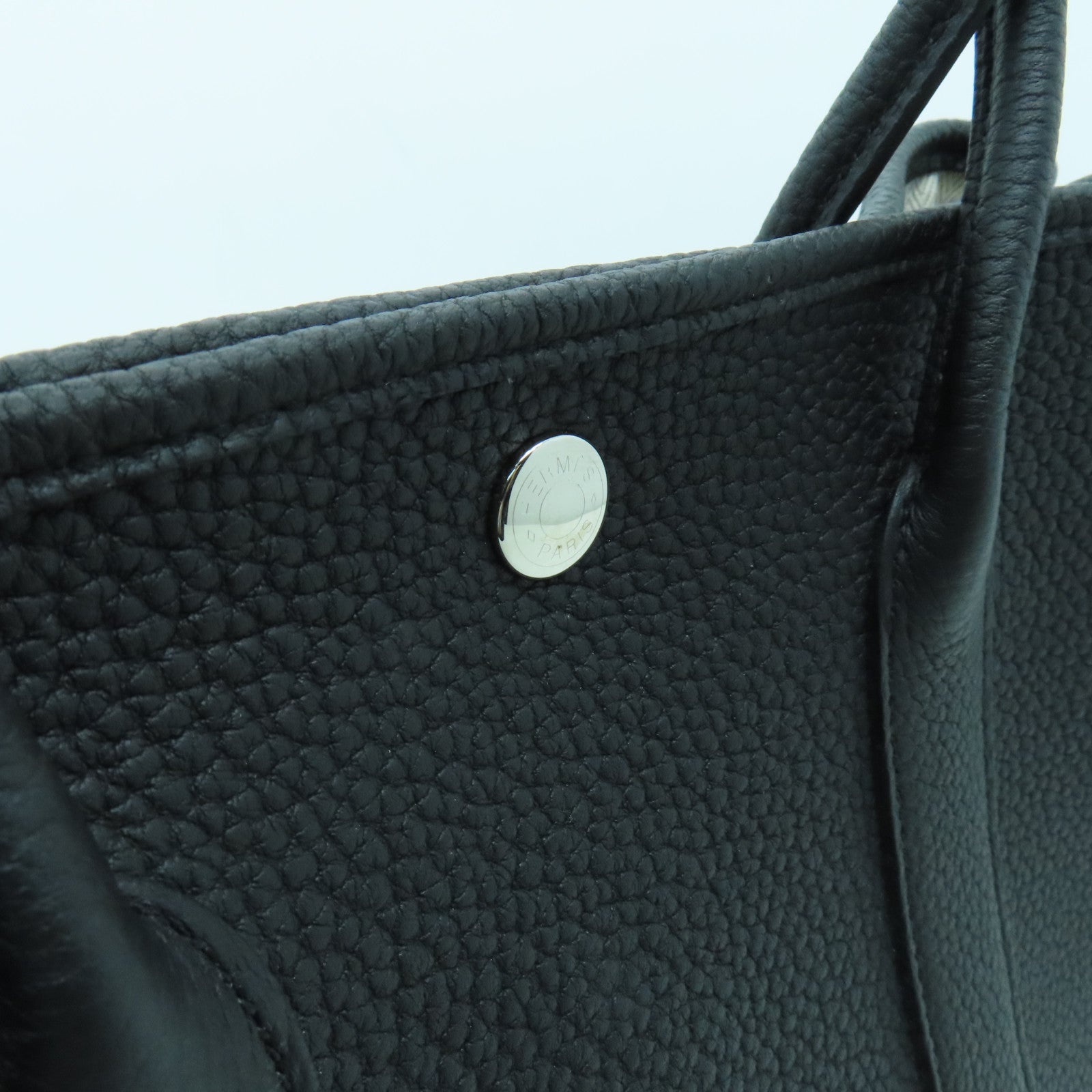 HERMES Negonda皮革Garden Party TPM銀扣手挽袋黑色