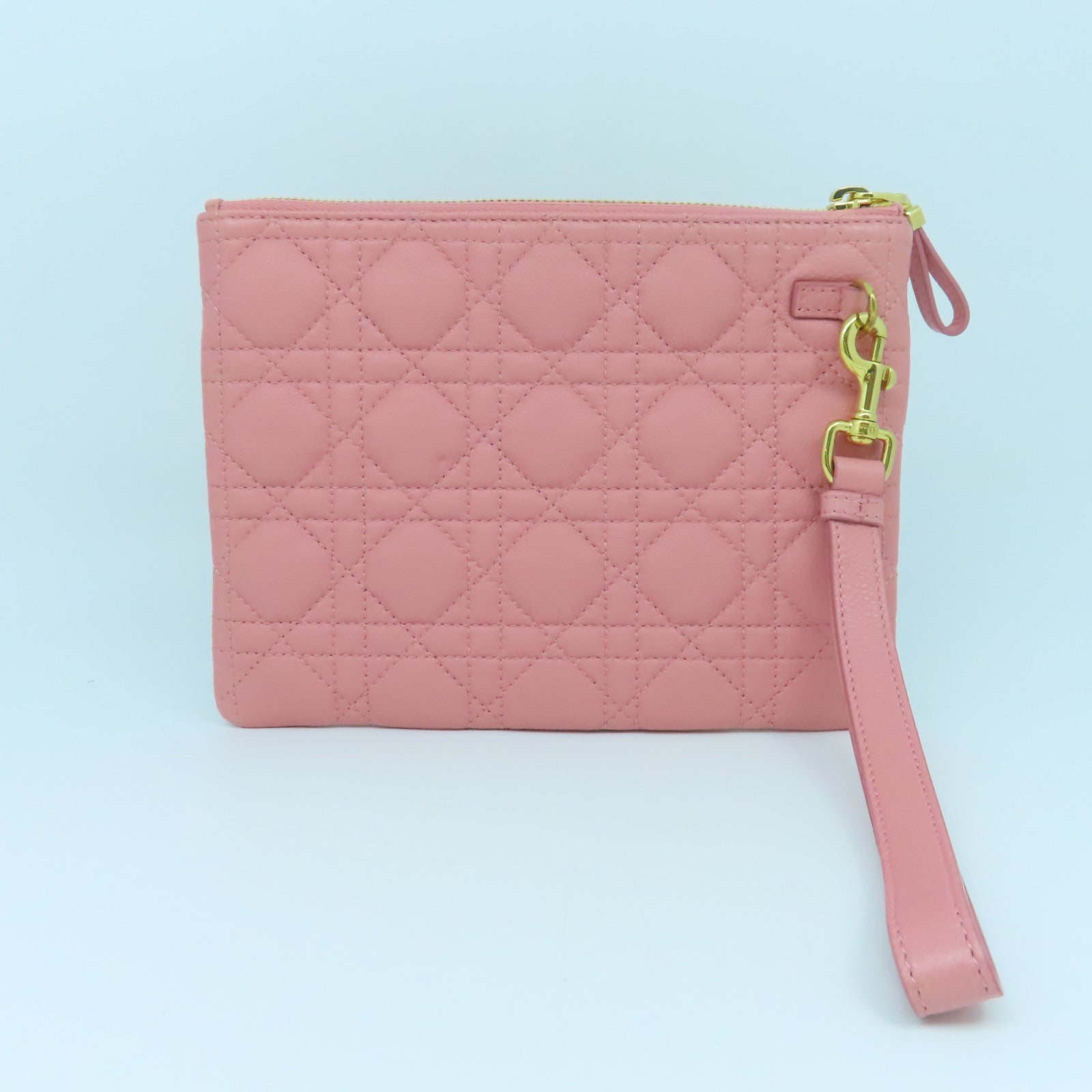 Dior 牛皮皮革Clutch Bag金扣手拿包粉紅色