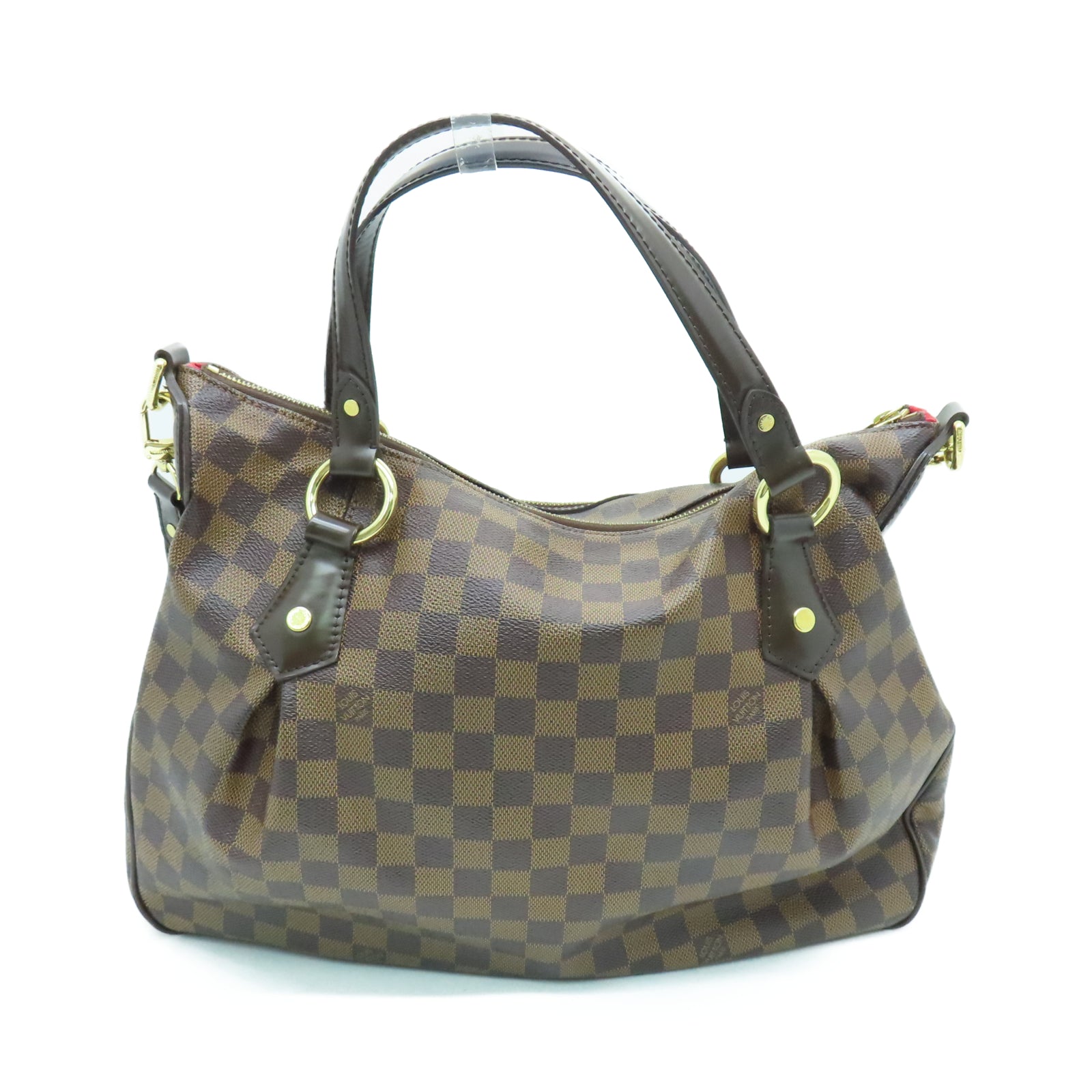 LOUIS VUITTON Damier Evora MM金扣手挽肩背兩用袋棕色