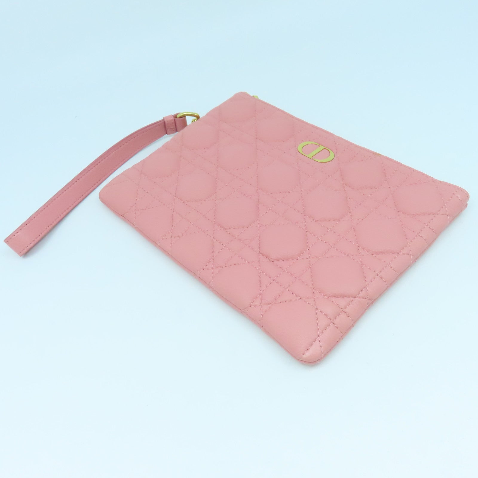 Dior 牛皮皮革Clutch Bag金扣手拿包粉紅色