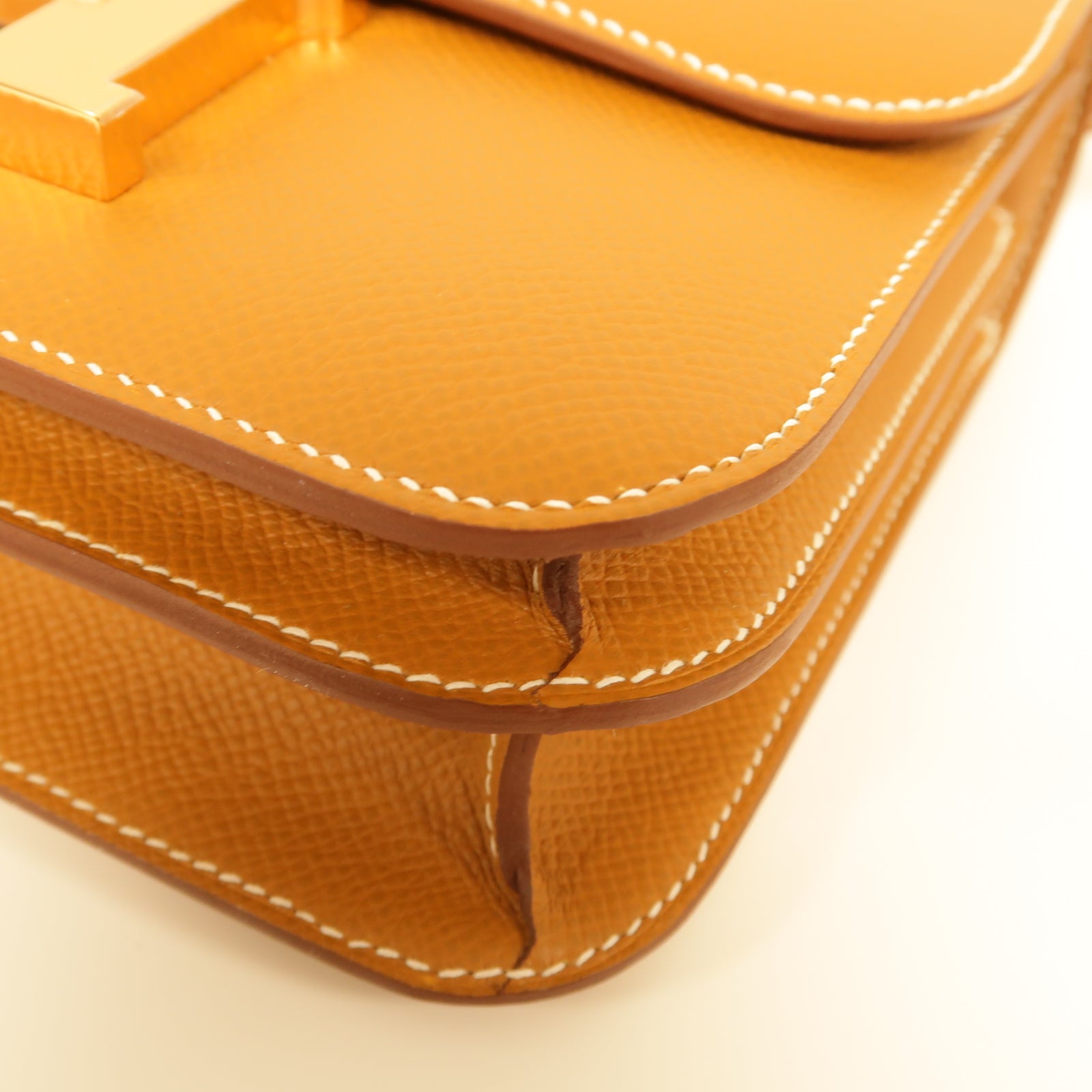 HERMES Epsom皮革Constance Mini金扣肩背袋Gold棕色