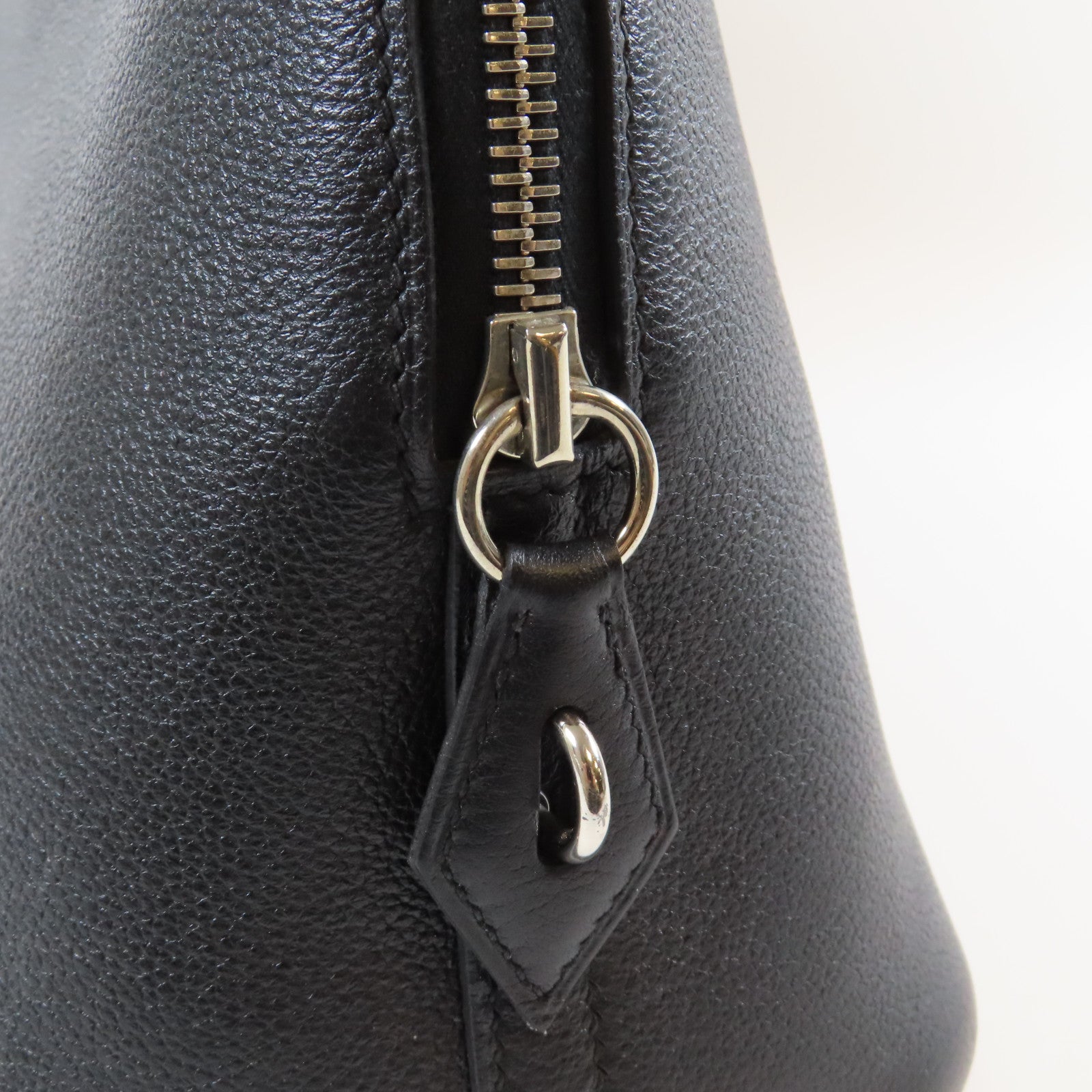 HERMES Clemence皮革Bolide 1923 30銀扣手挽肩背兩用袋Noir黑色