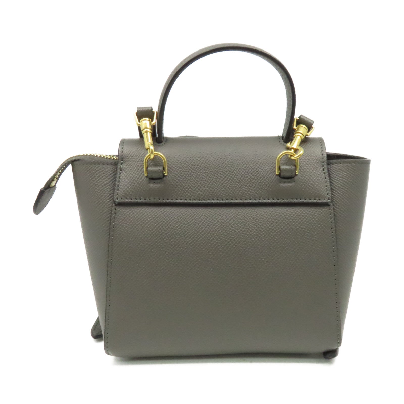 CELINE 牛皮皮革Pico Belt Bag 2Way Shoulder Bag金扣手挽肩背兩用袋灰色