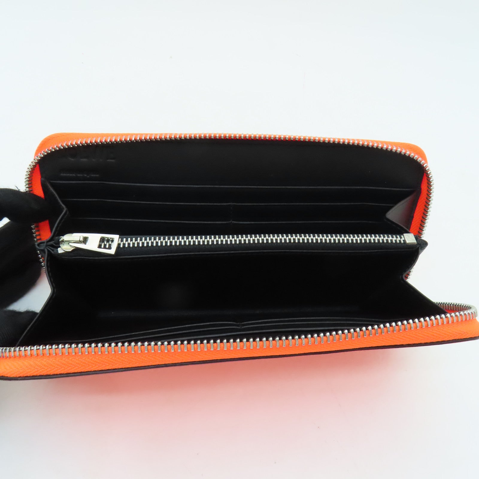 LOEWE 牛皮皮革Wallet銀扣長錢包橙色