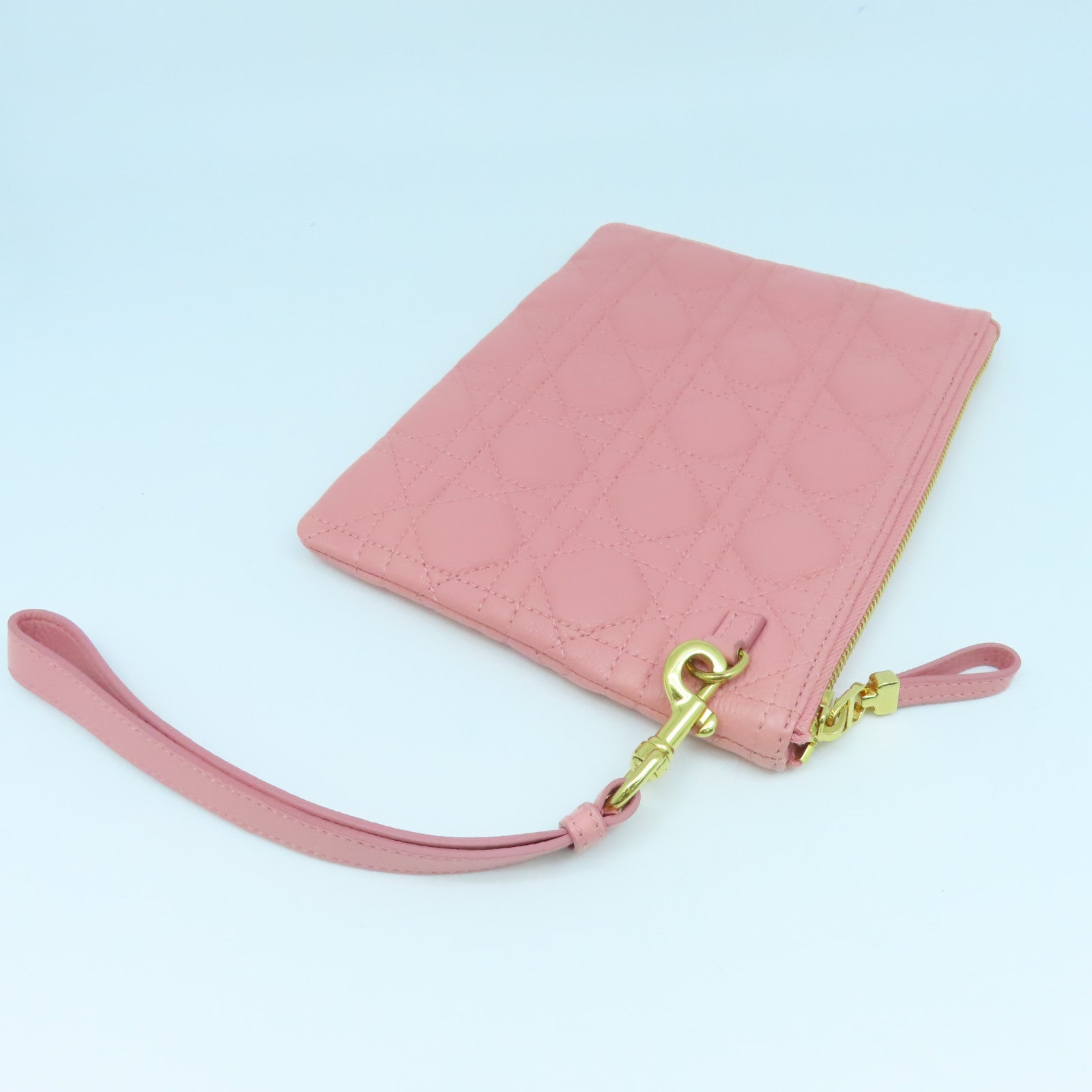 Dior 牛皮皮革Clutch Bag金扣手拿包粉紅色